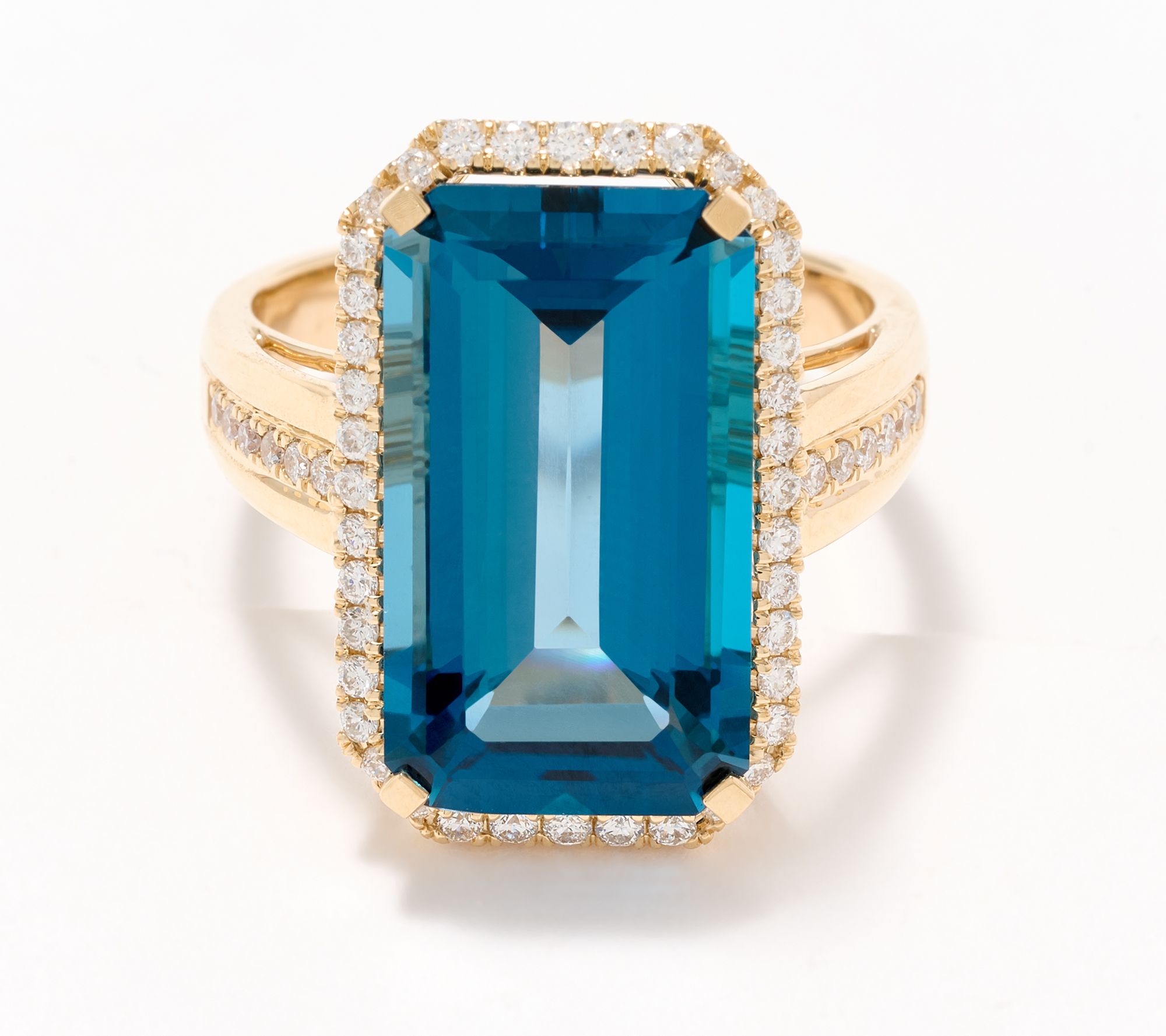 Effy London Blue Topaz Elongated Cushion Cut Ring, 14K Gold