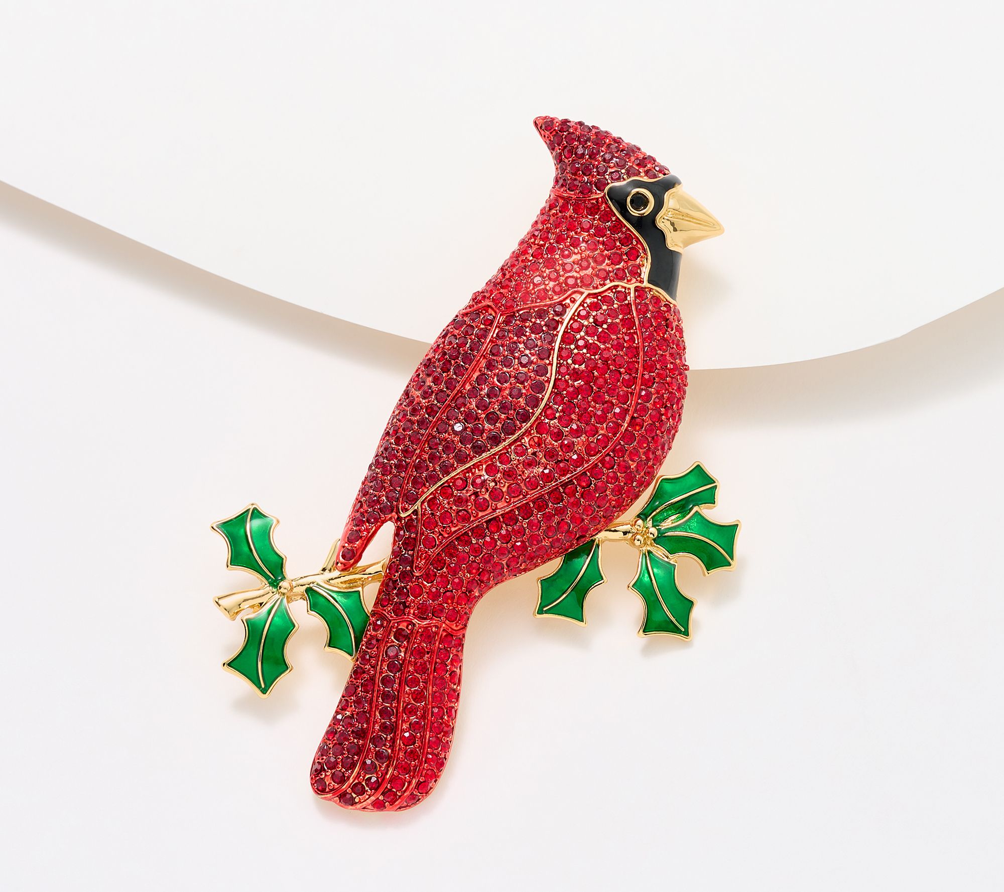 "As Is" Joan Rivers Cardinal on Holly Branch Pin