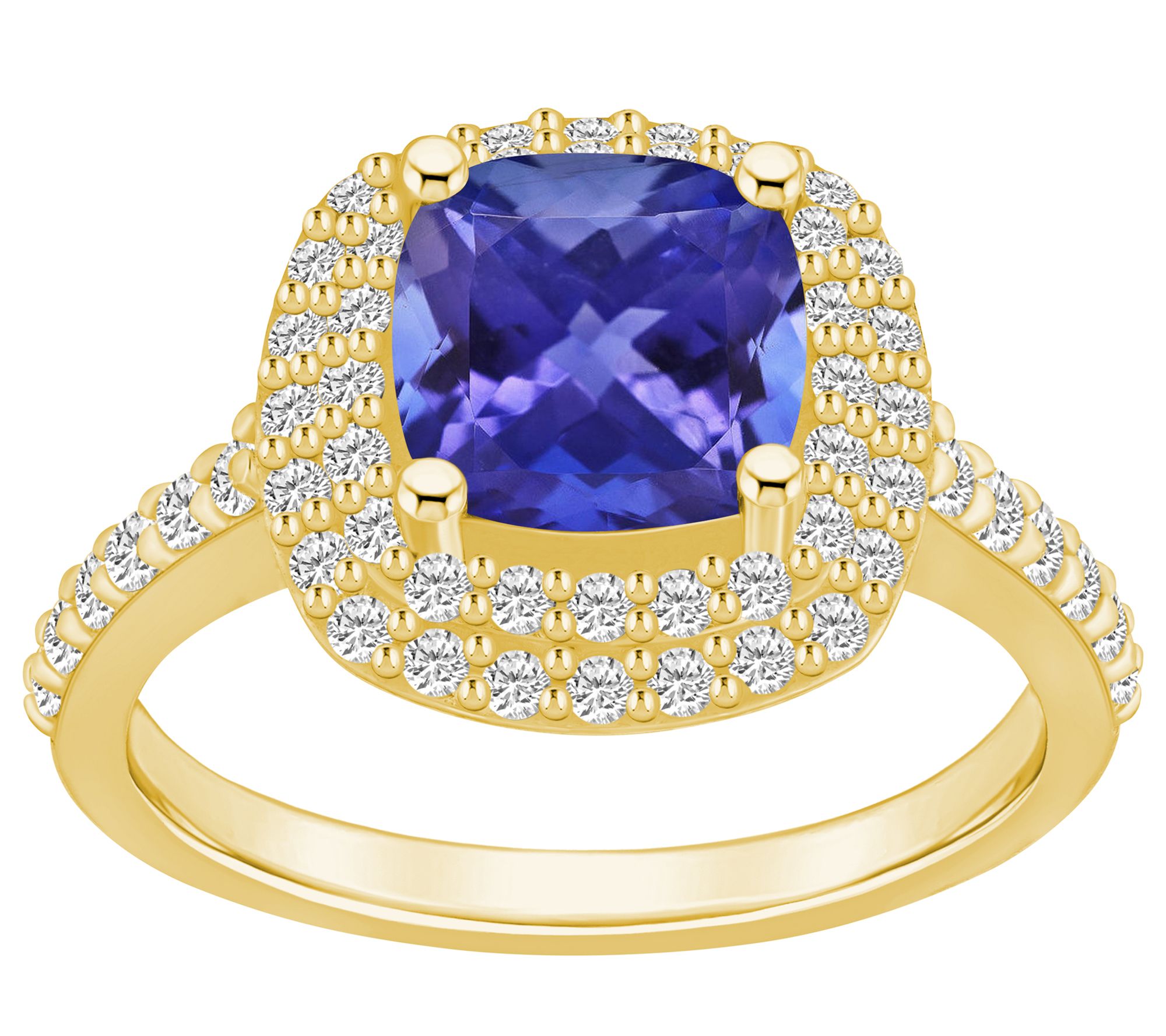 Affinity Gems Cushion Tanzanite & 0.65 cttw Diamond Ring, 14K