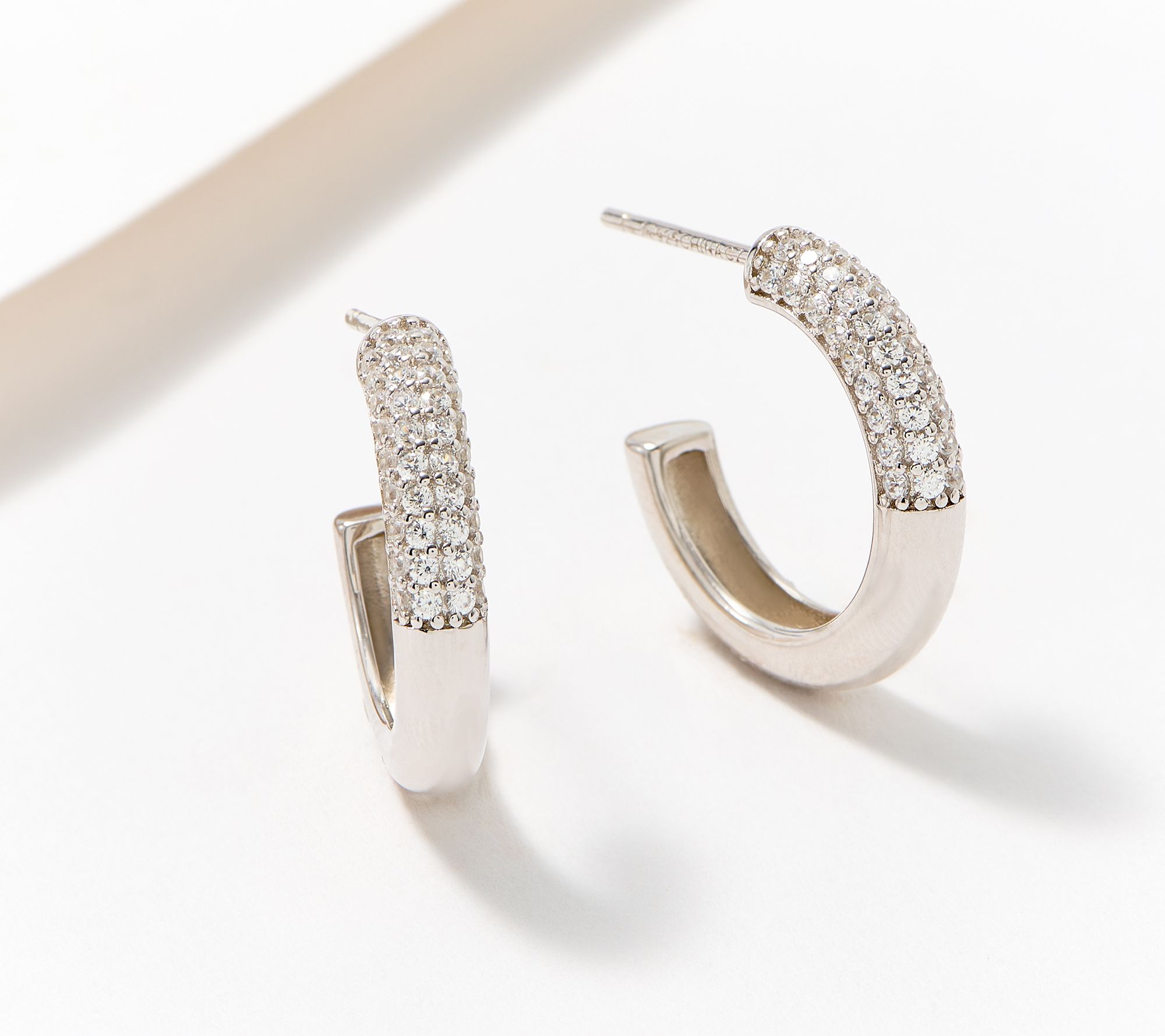 "As Is" Diamonique Sparkle & Shine Half Polish 3/4" Hoops, SS