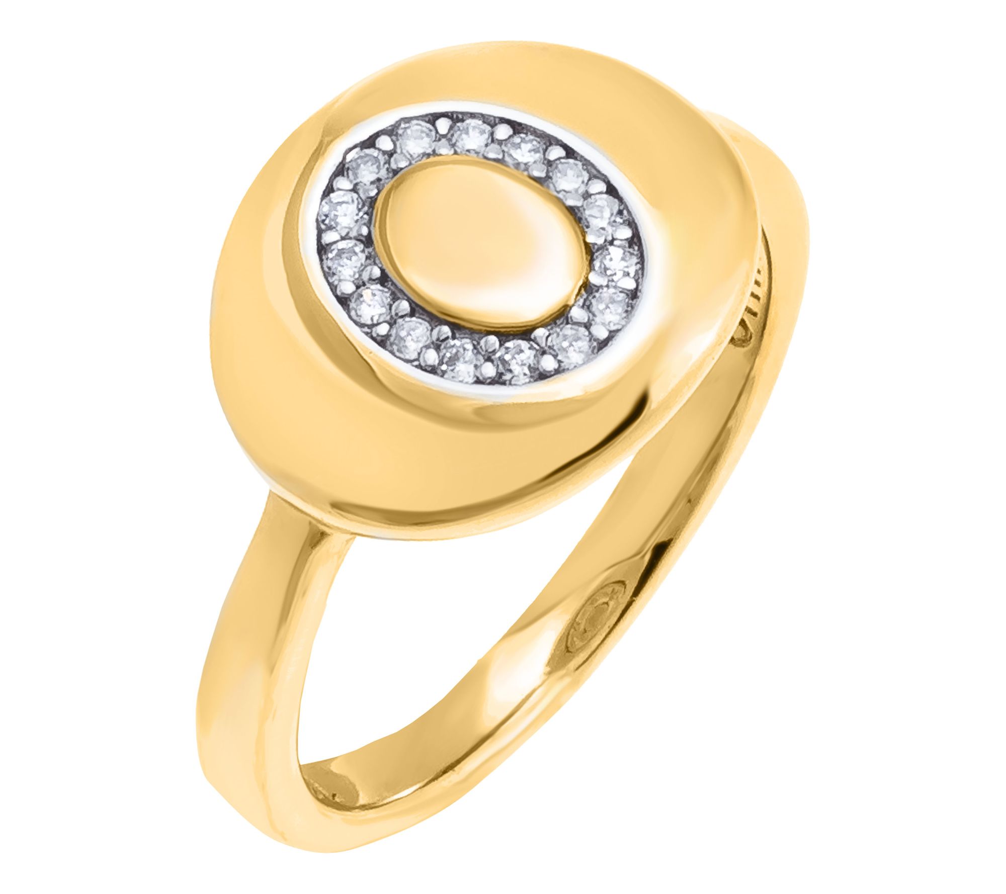 Diamonique x Jennifer Miller Initial Signet Ring, 14K Plated