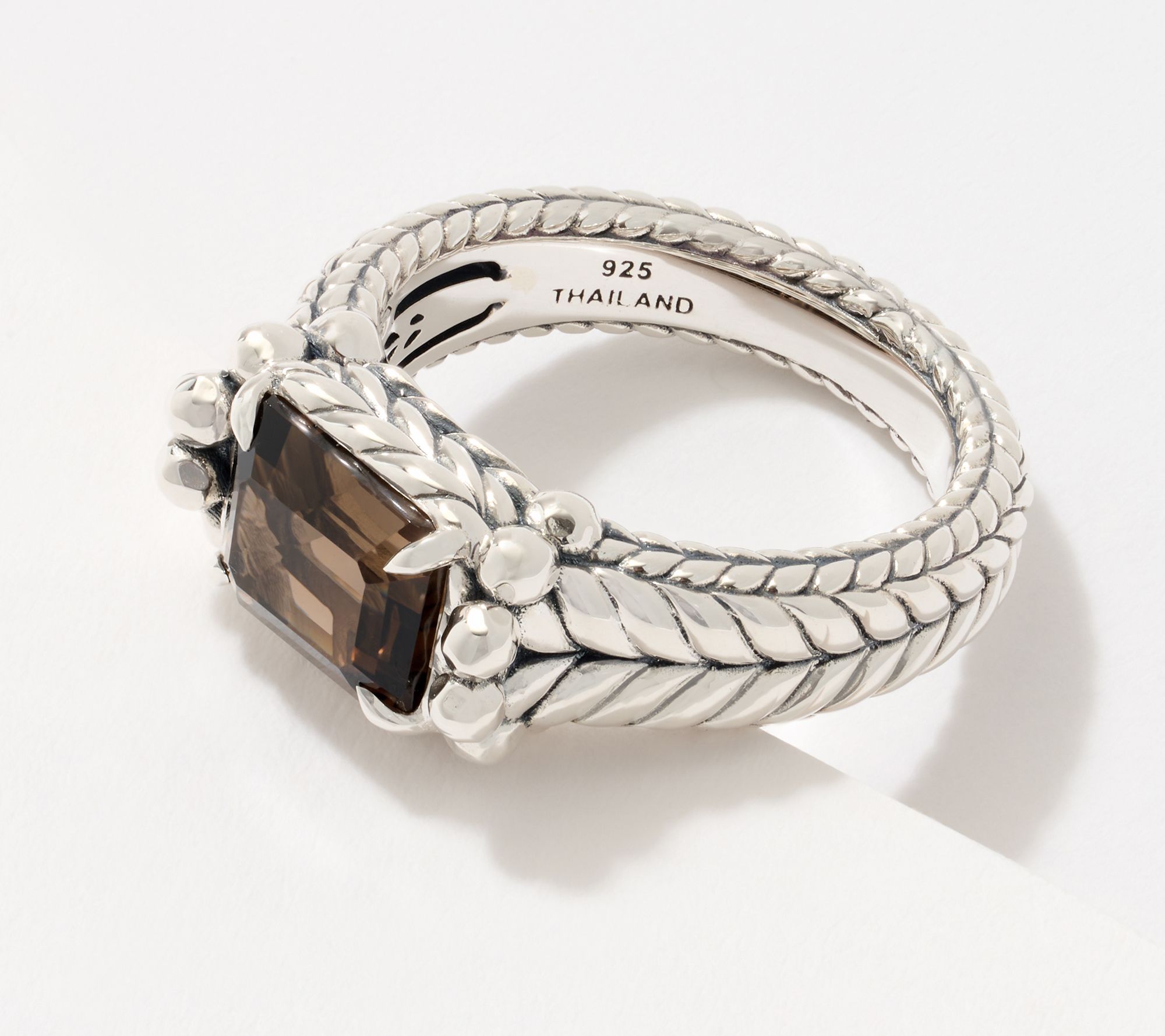 JAI Sterling Silver East/West Emerald Cut Gem Band Ring