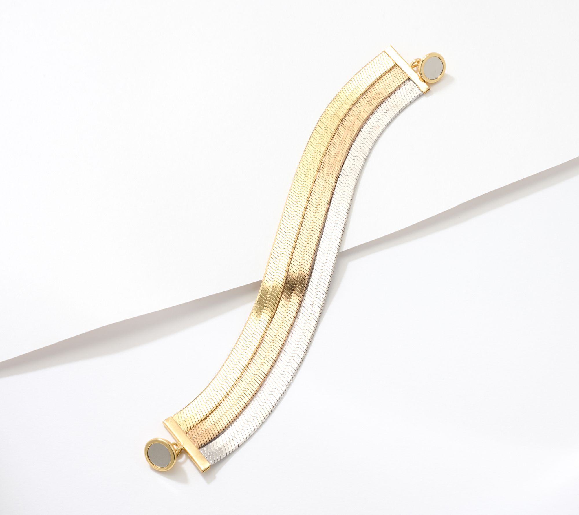 David Markstein Bronze 3-Row Flexible Herringbone Bracelet