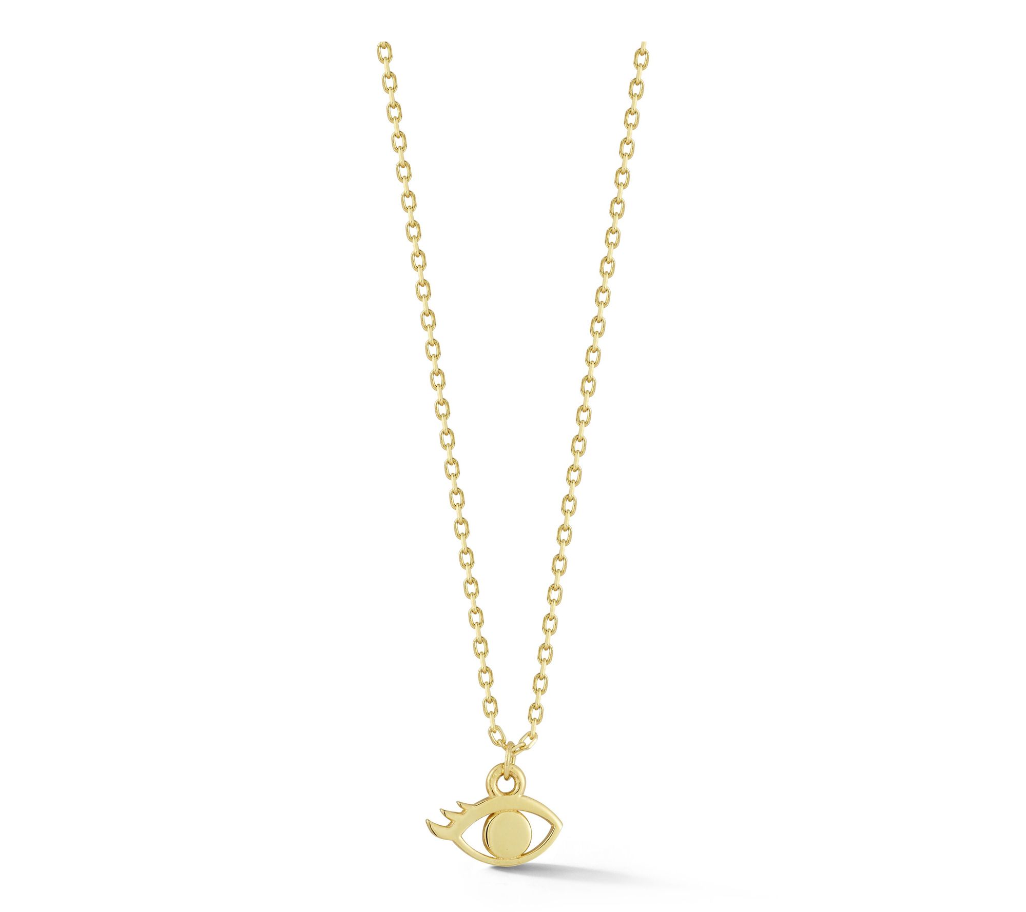Luminosa Gold Dainty Evil Eye Pendant w/ Chain,14K