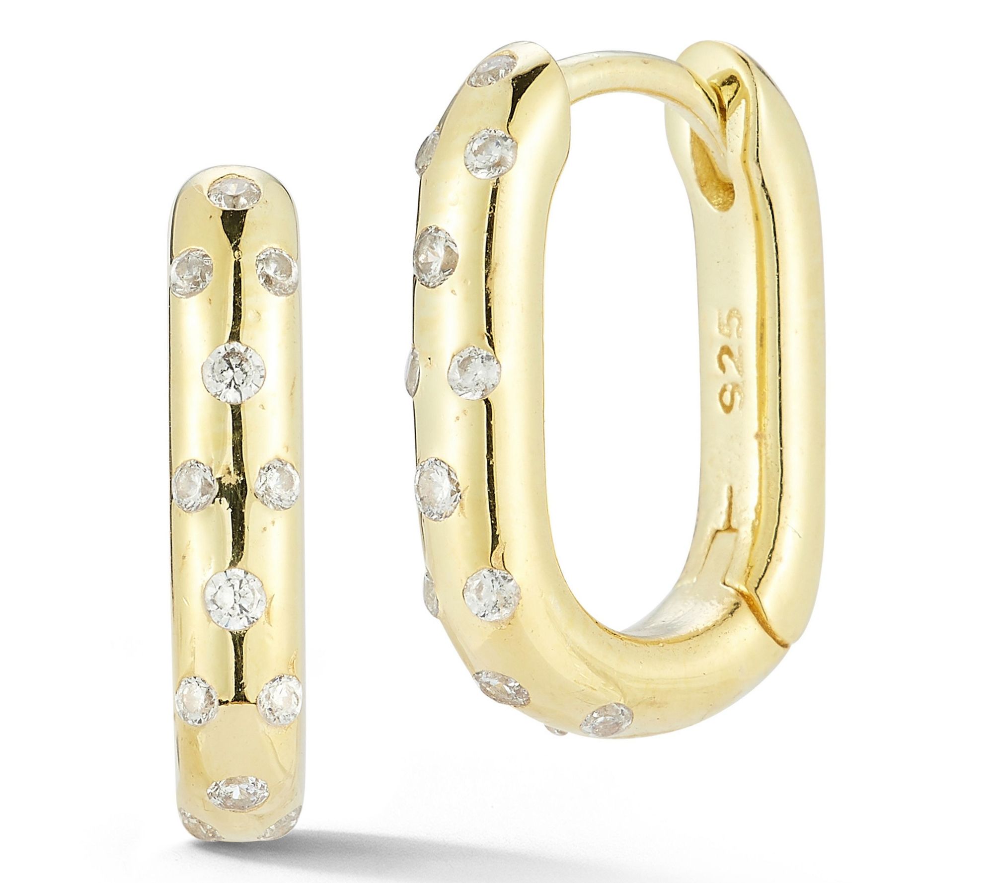 Sterlina Silver Dotted Oval Hoop Earrings, Sterling