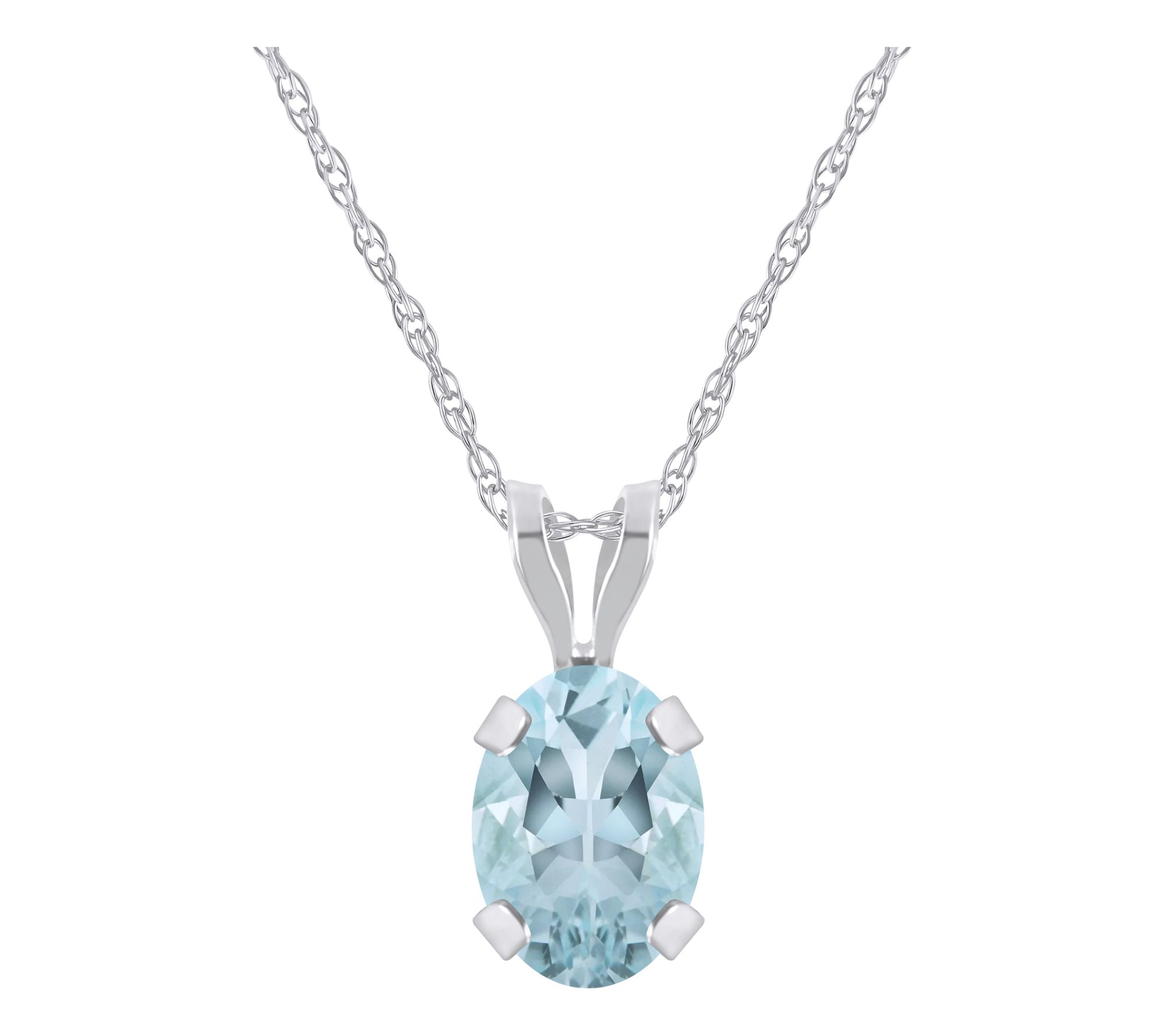 Affinity Gems Oval Gemstone Pendant w/ Chain, 10K White Gold