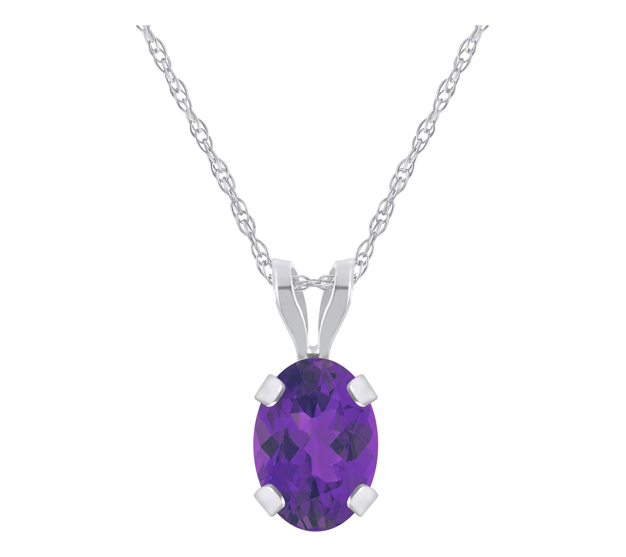Affinity Gems Oval Gemstone Pendant w/ Chain, 10K White Gold