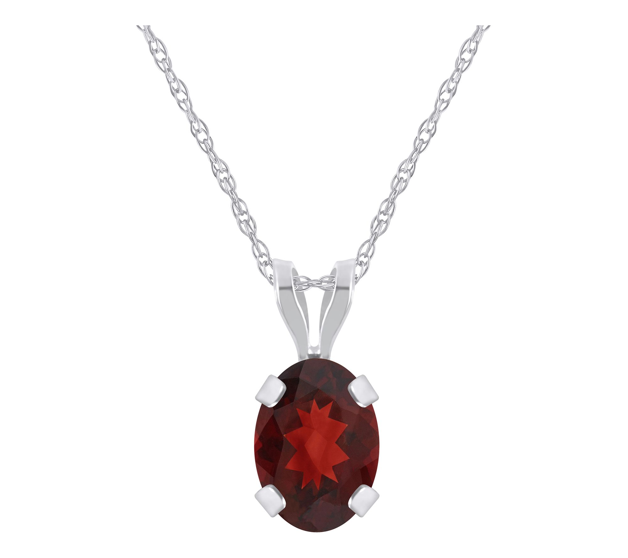 Affinity Gems Oval Gemstone Pendant w/ Chain, 10K White Gold