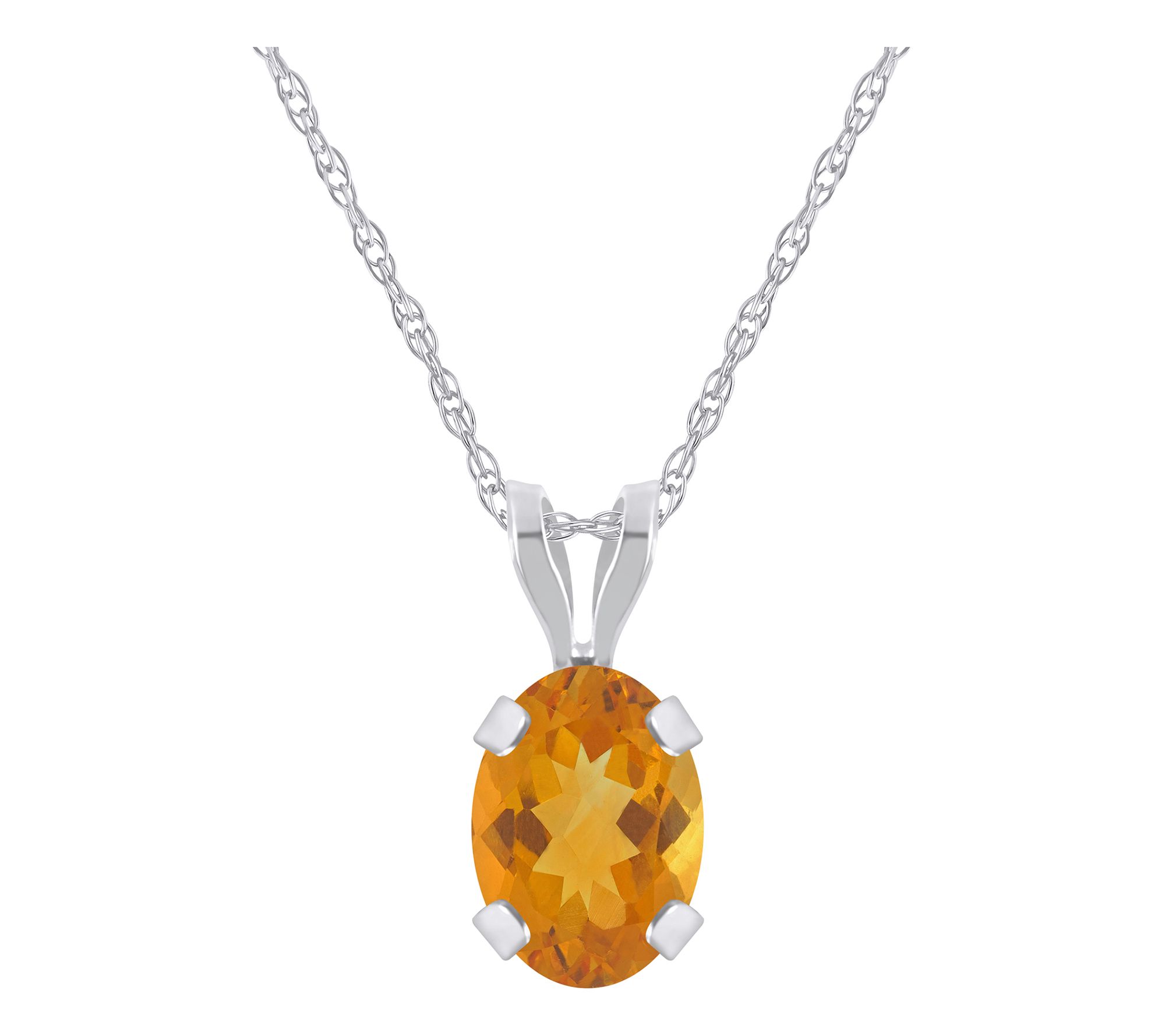 Affinity Gems Oval Gemstone Pendant w/ Chain, 10K White Gold