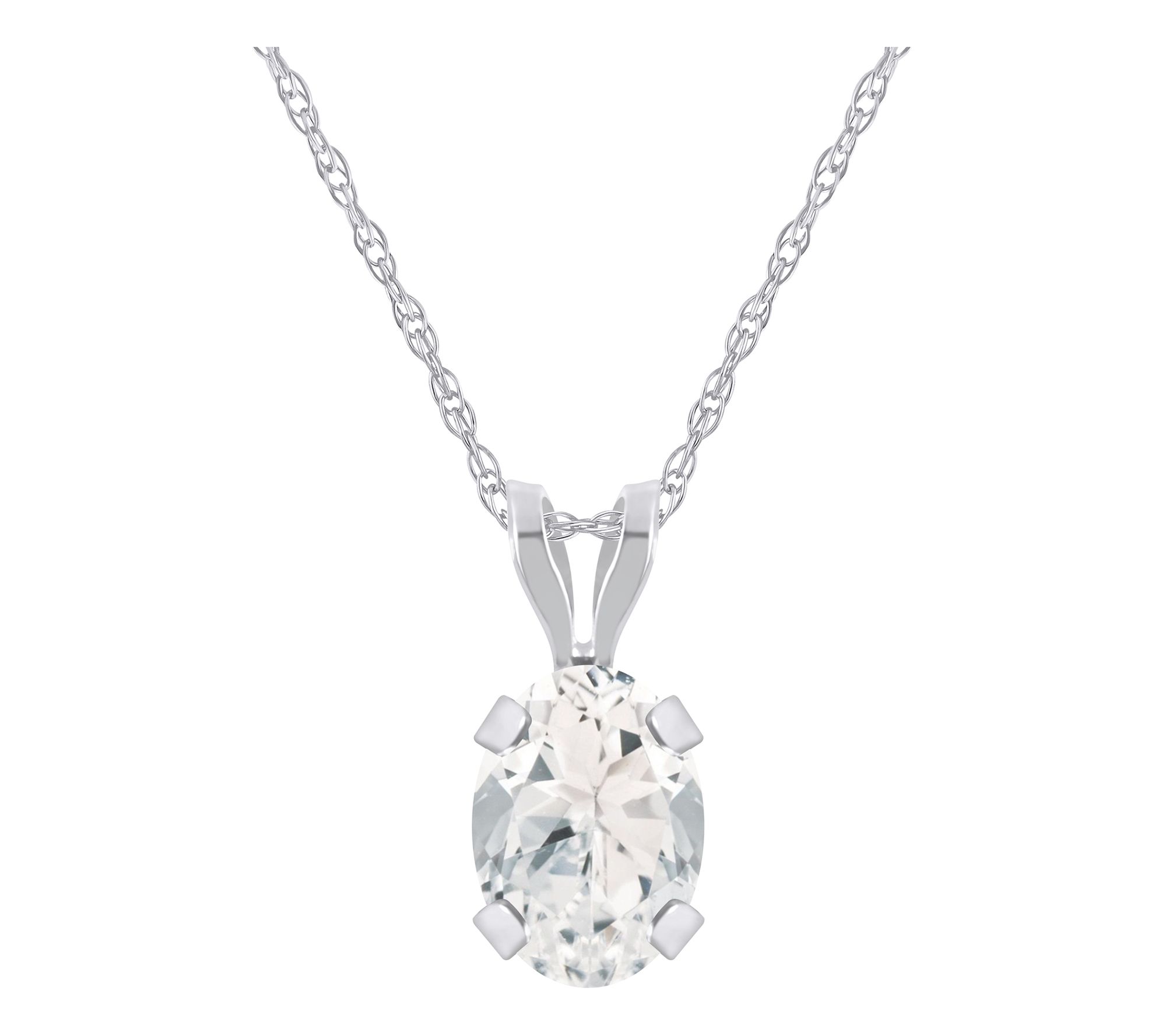Affinity Gems Oval Gemstone Pendant w/ Chain, 10K White Gold