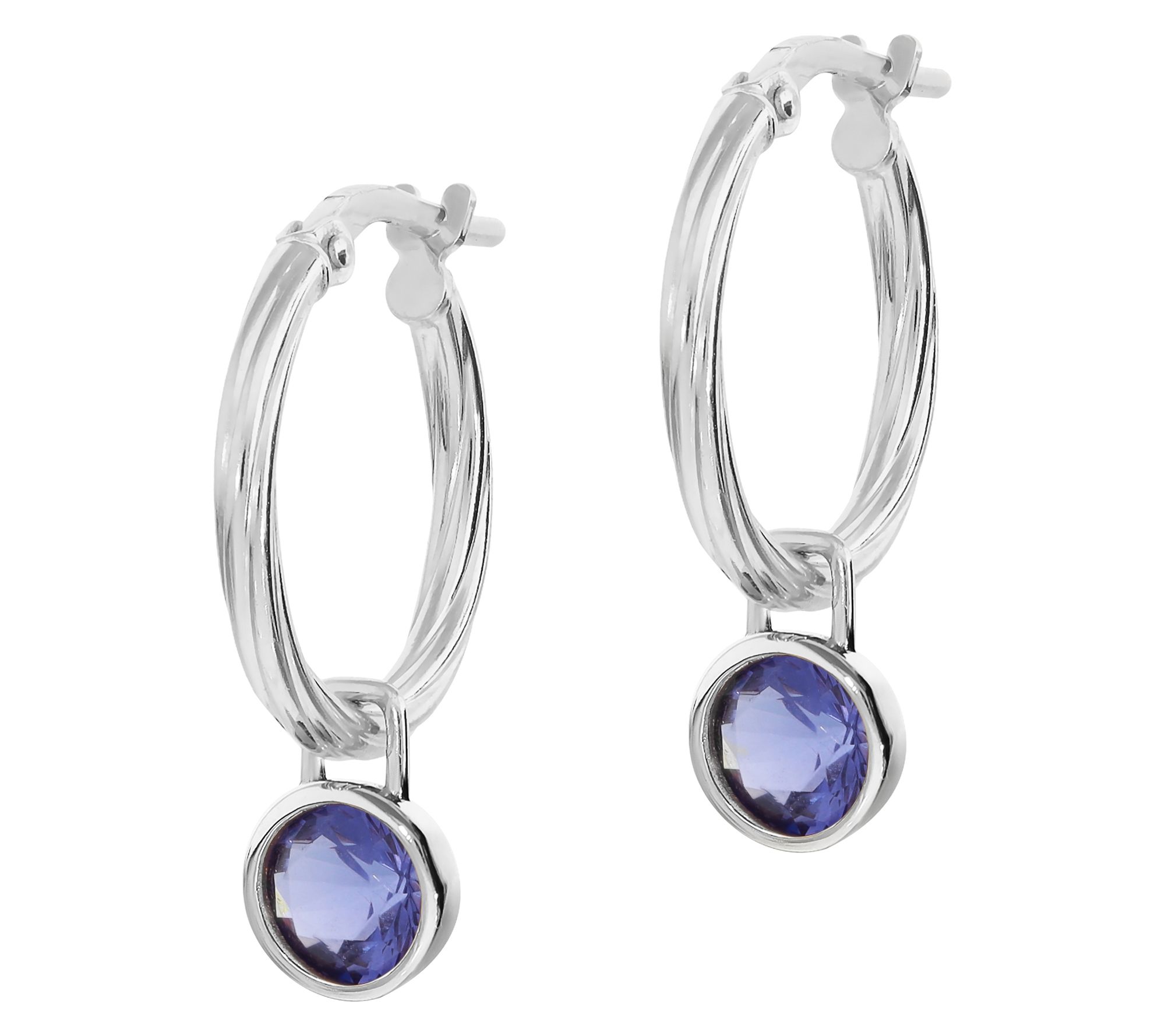 Diamonique 1.70 cttw Dangle Hoop Earrings, Sterling Silver