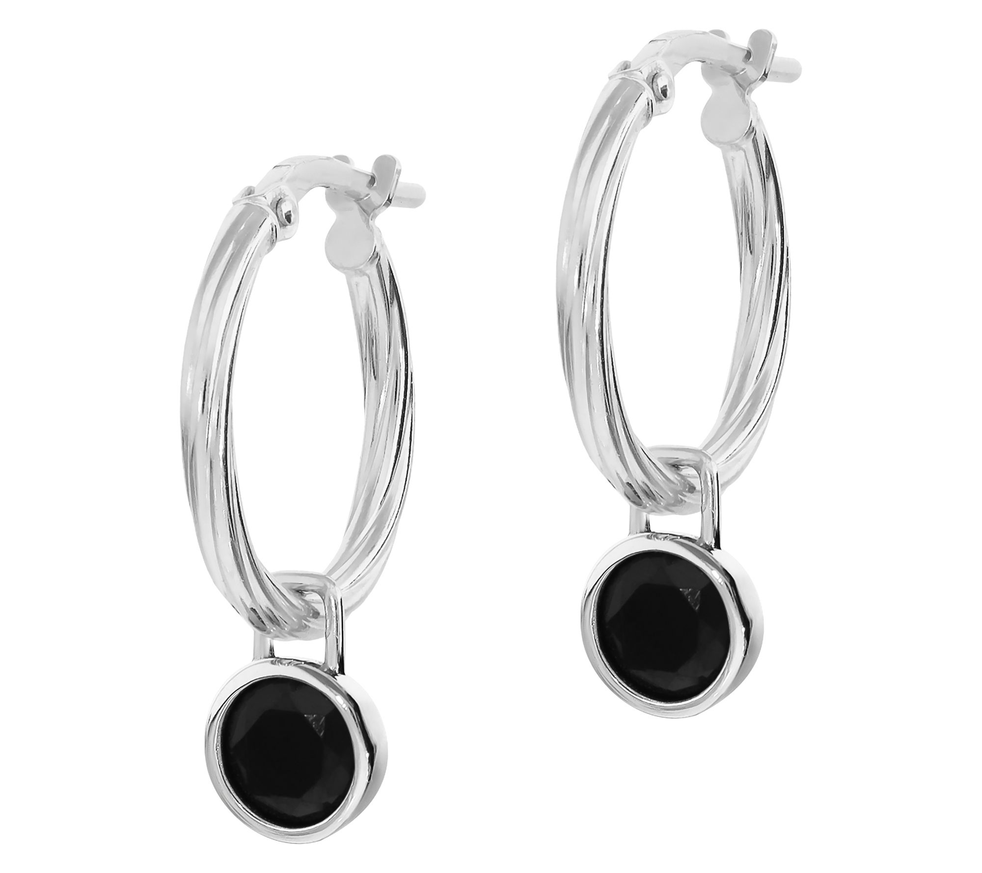 Diamonique 1.70 cttw Dangle Hoop Earrings, Sterling Silver