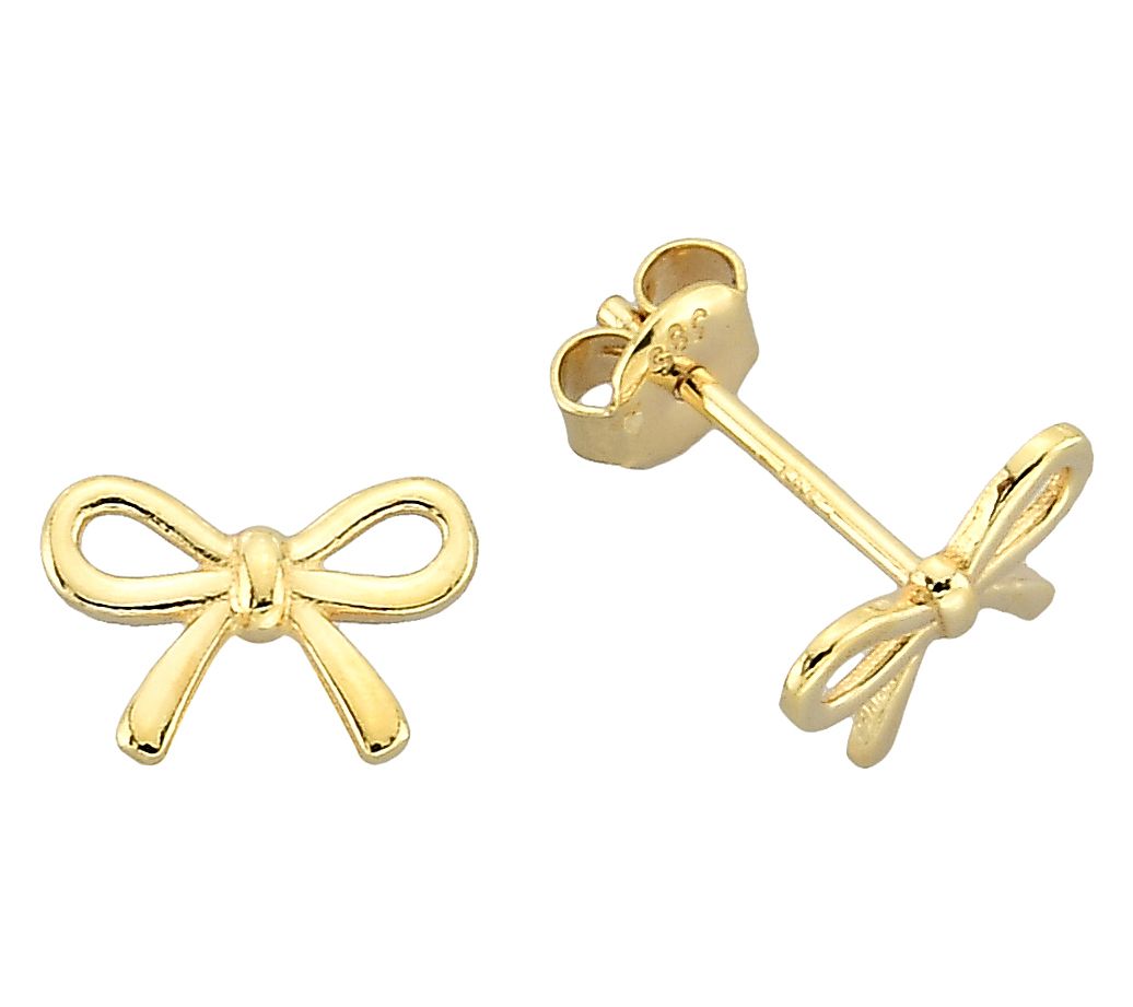 Adorna 14K Gold Ribbon Design Polished Stud Earrings