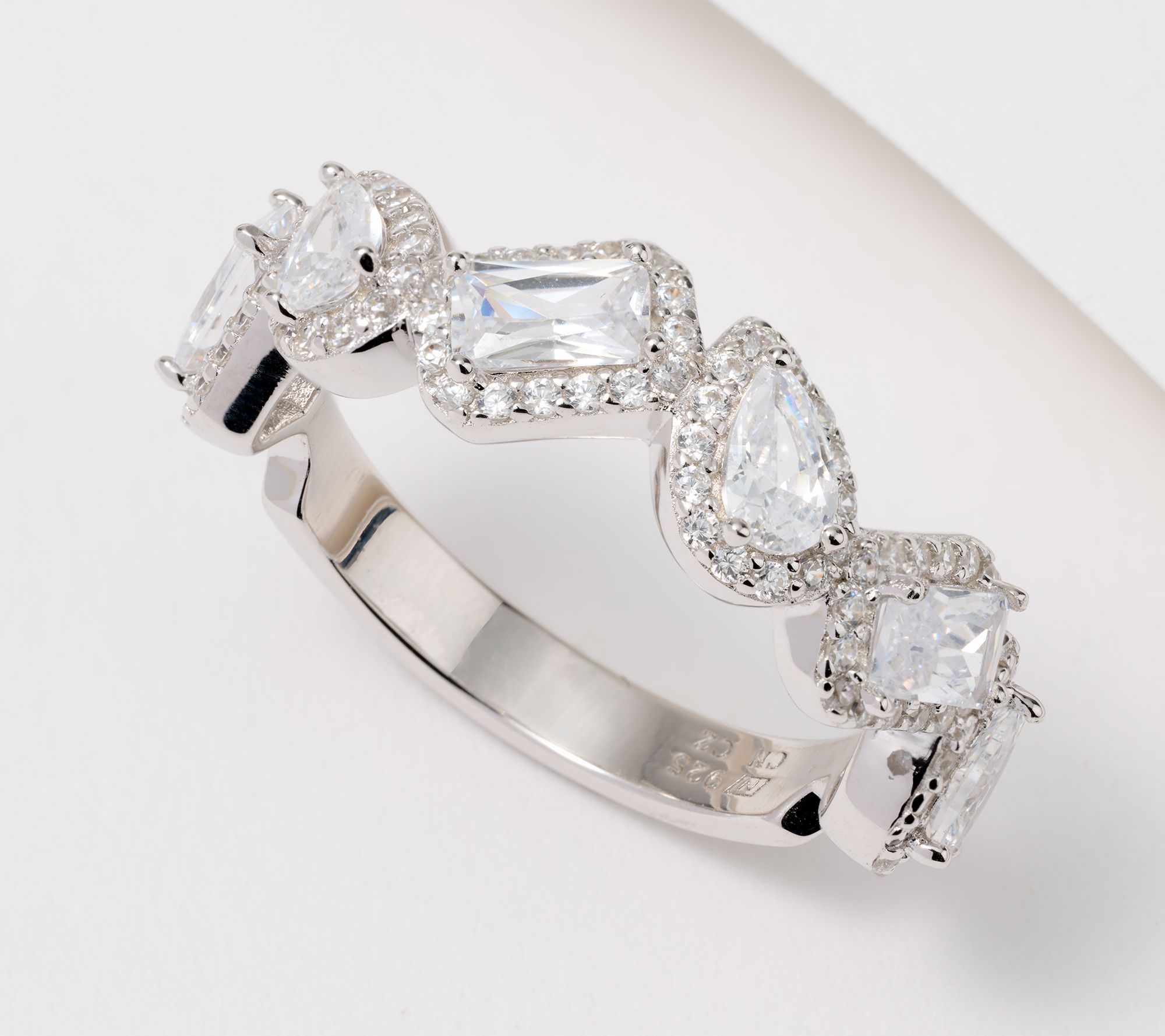 "As Is" Diamonique Fancy Cut Multi -Shape Band Ring, SS