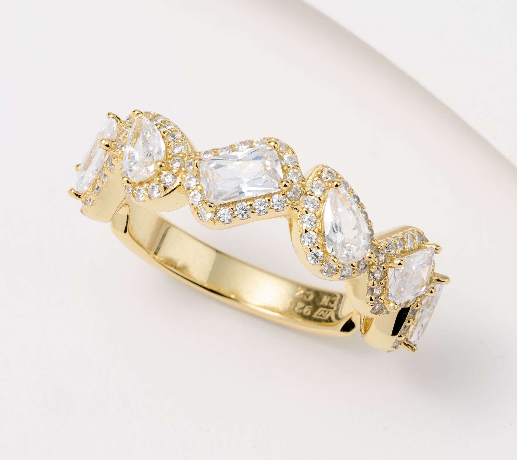 "As Is" Diamonique Fancy Cut Multi -Shape Band Ring, SS