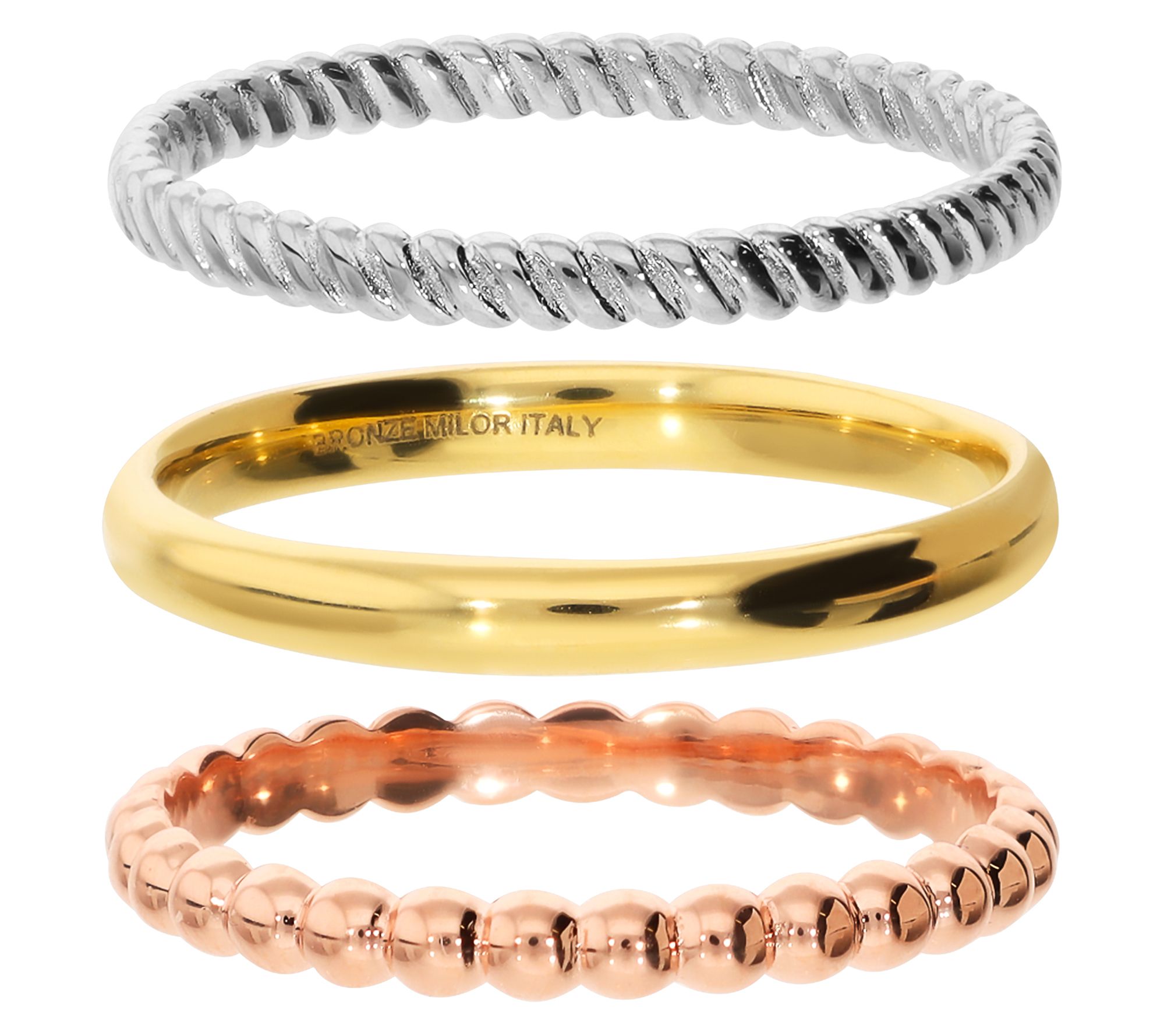 Bronzo Italia Set of 3 Thin Band Rings