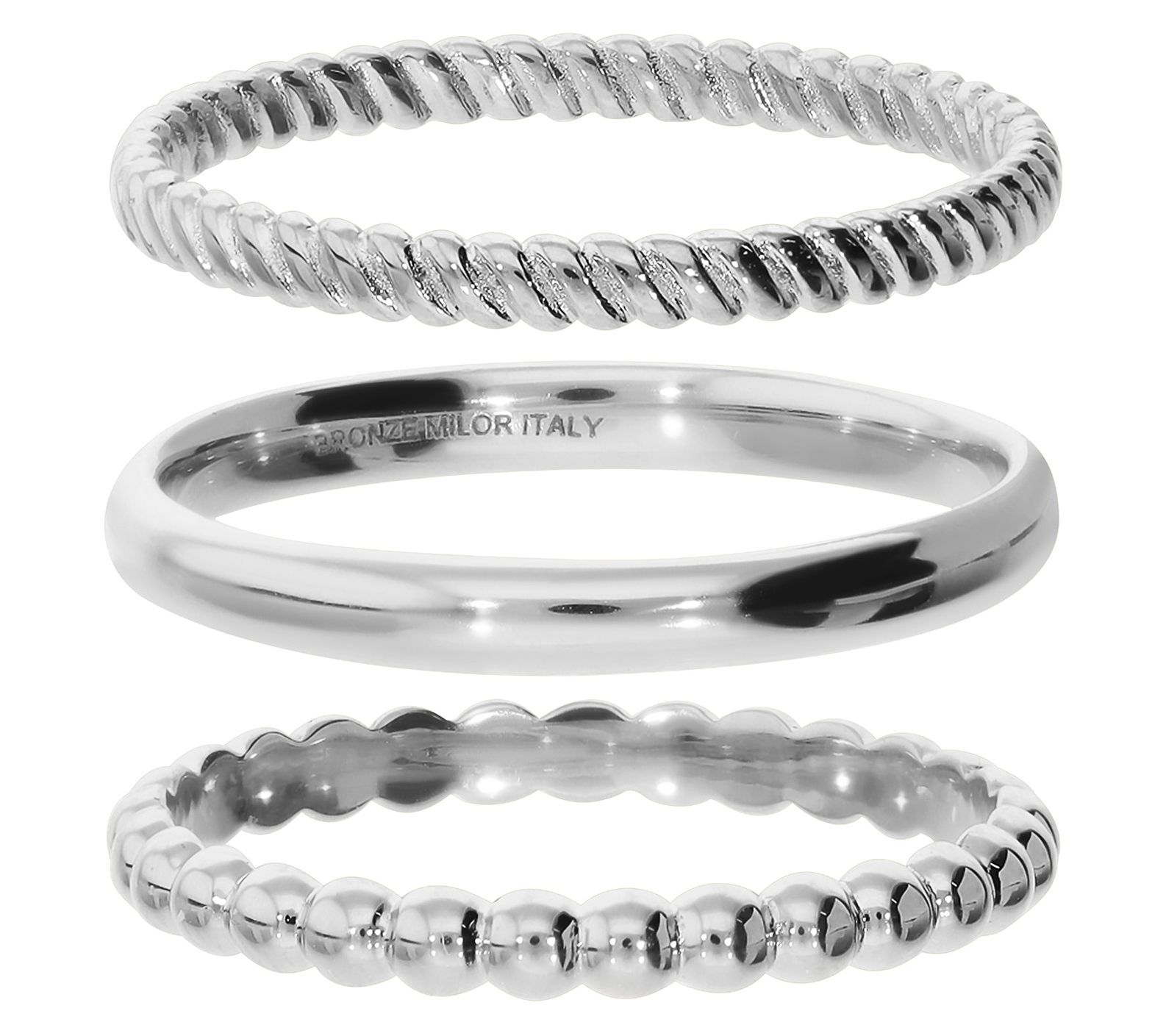 Bronzo Italia Set of 3 Thin Band Rings