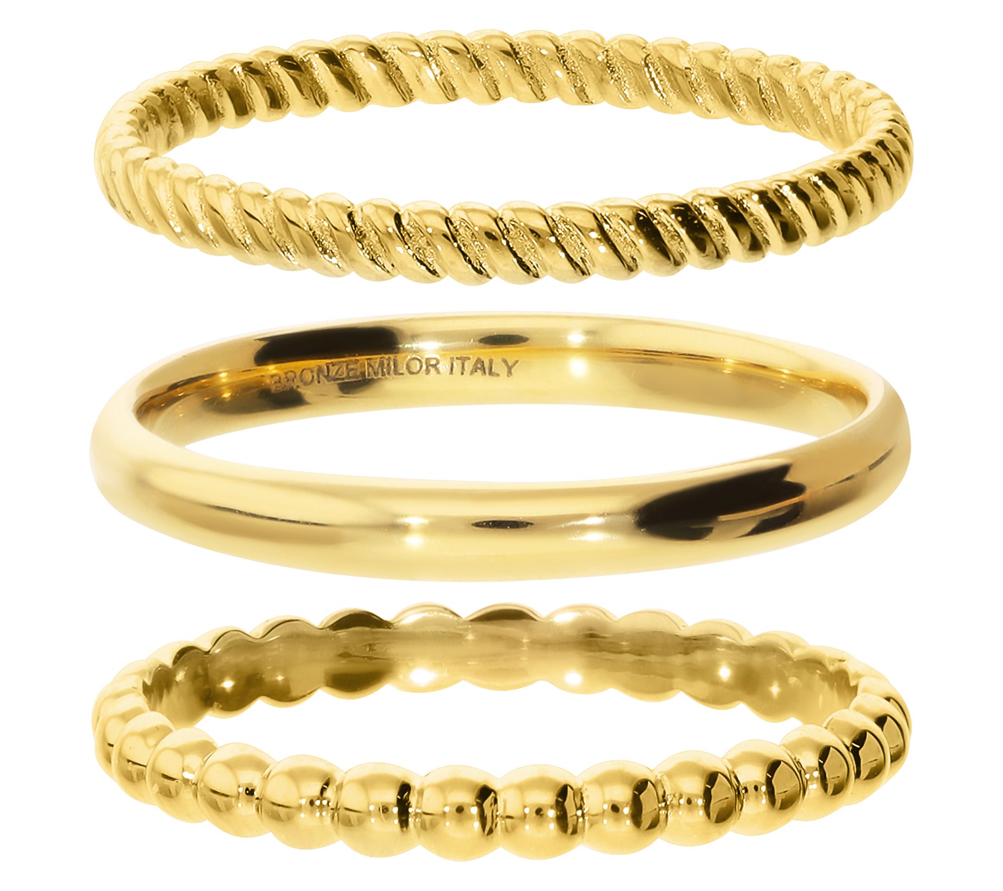 Bronzo Italia Set of 3 Thin Band Rings