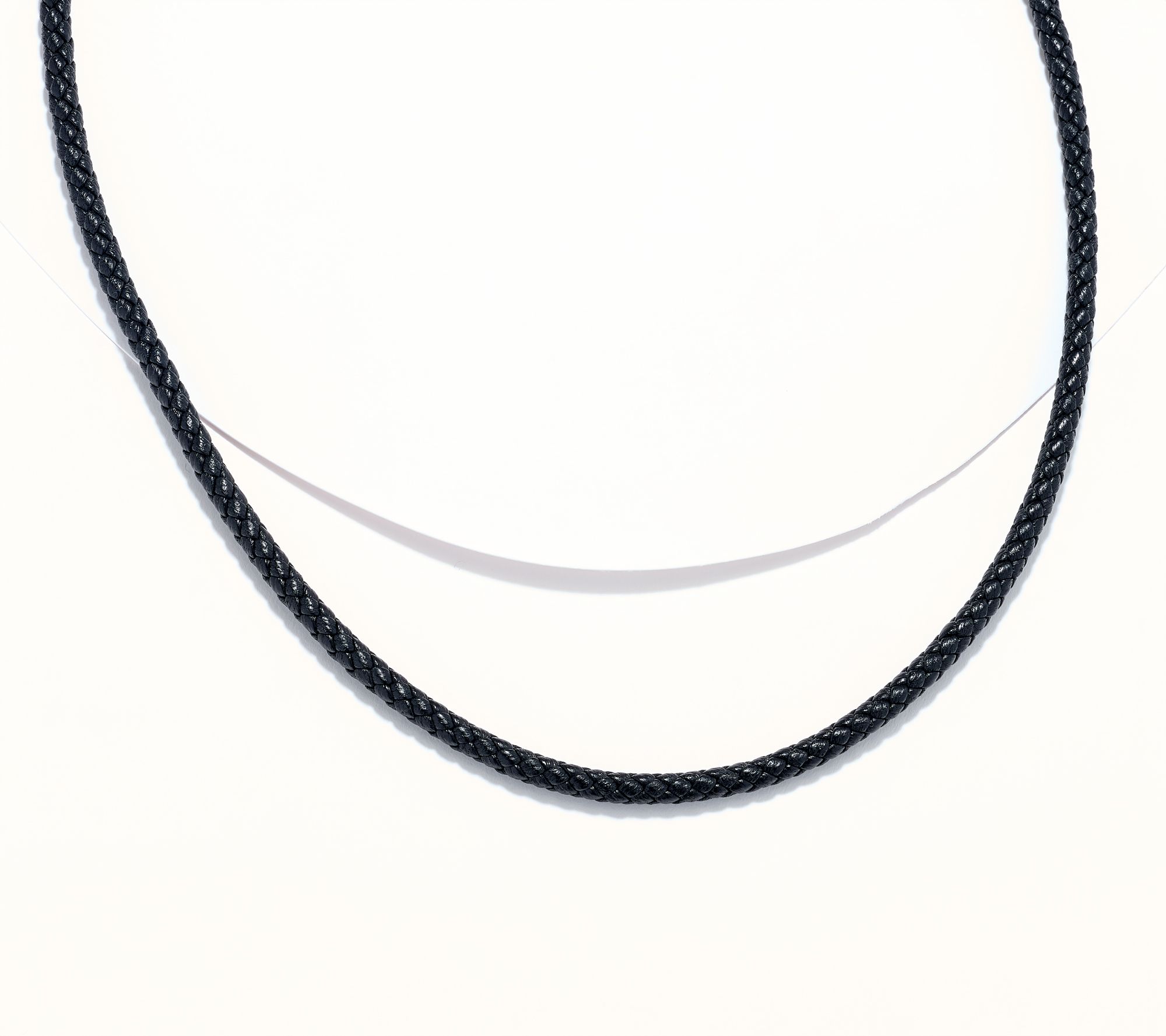 JAI Sterling Silver Braided Geniune Leather 28" Necklace