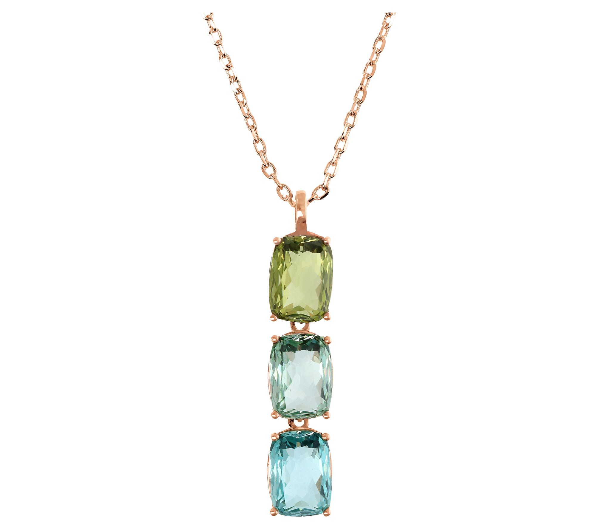 Diamonique x Bronzo Italia Stacked Pendant w/ Chain