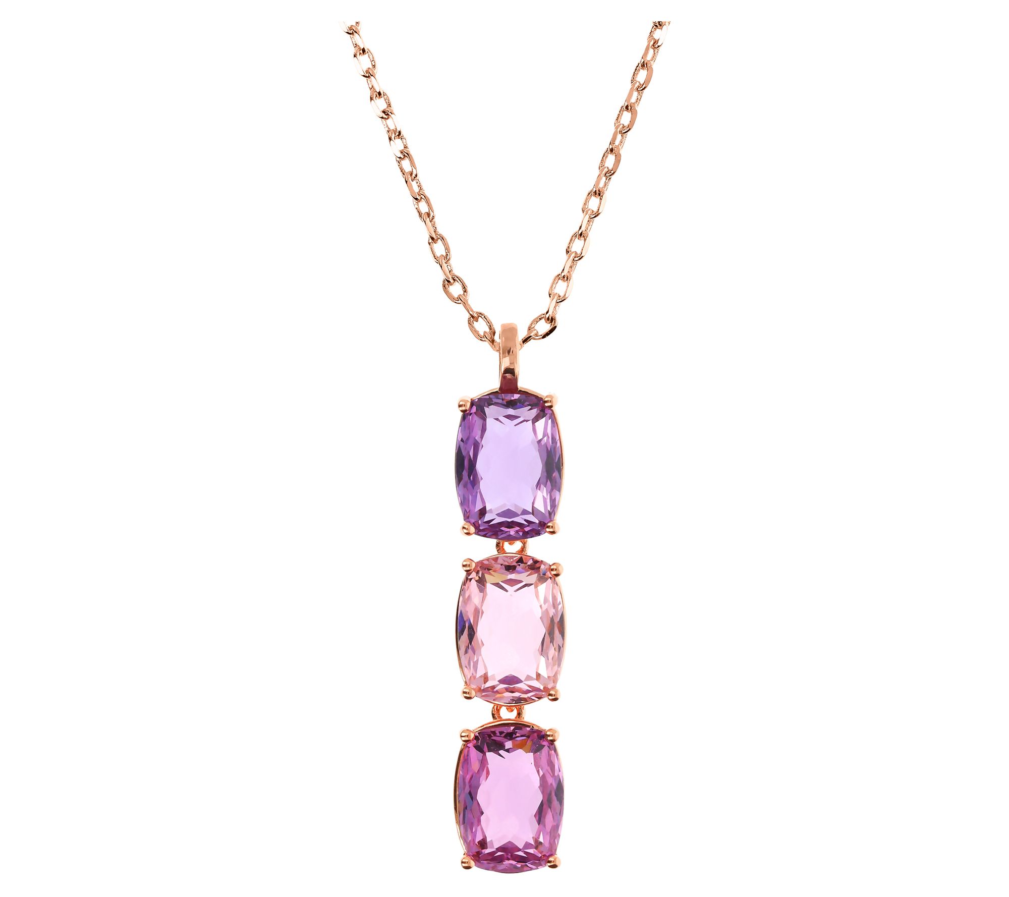 Diamonique x Bronzo Italia Stacked Pendant w/ Chain