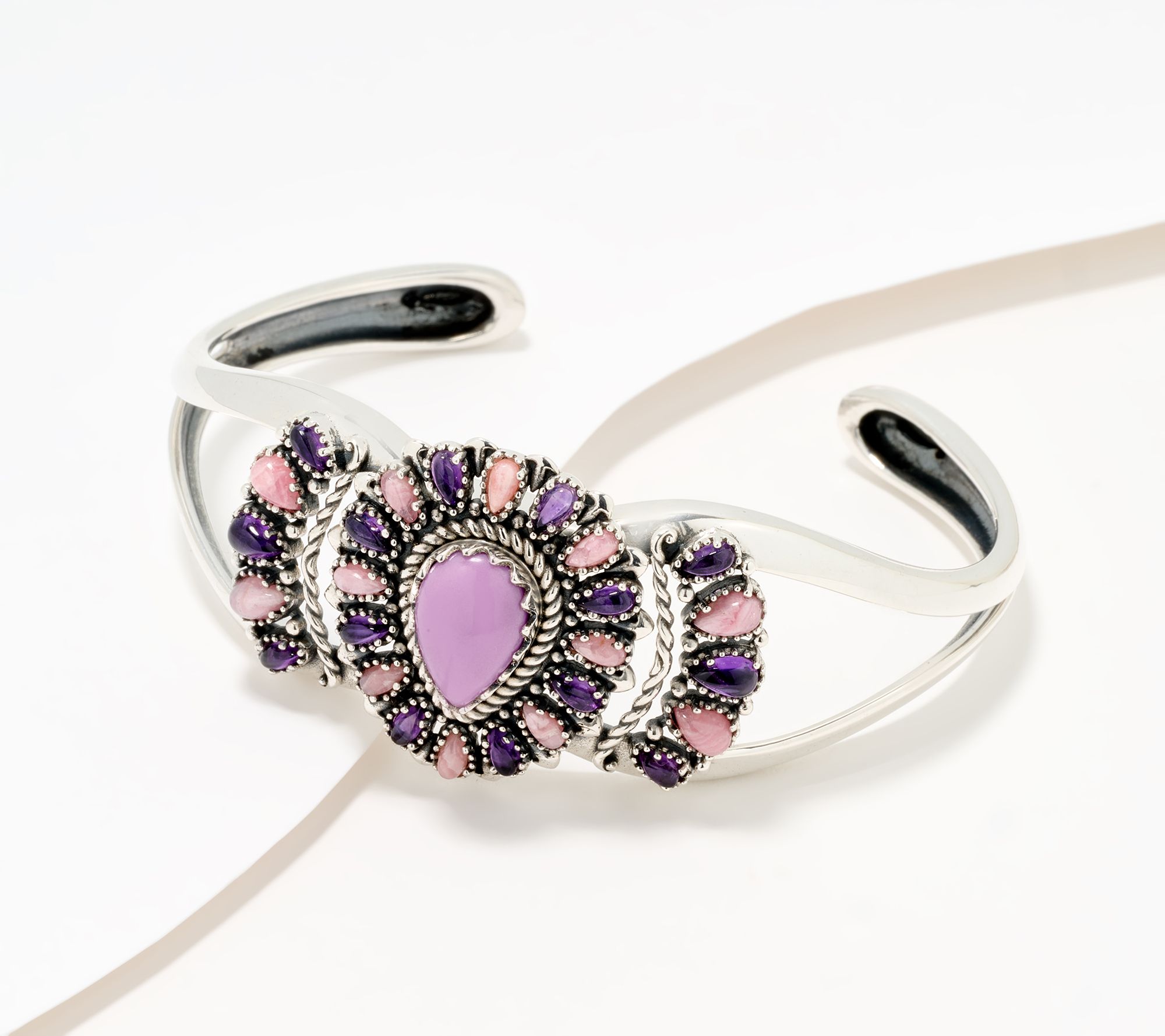 American West Sterling Silver Gemstone Cluster Pear Cuff