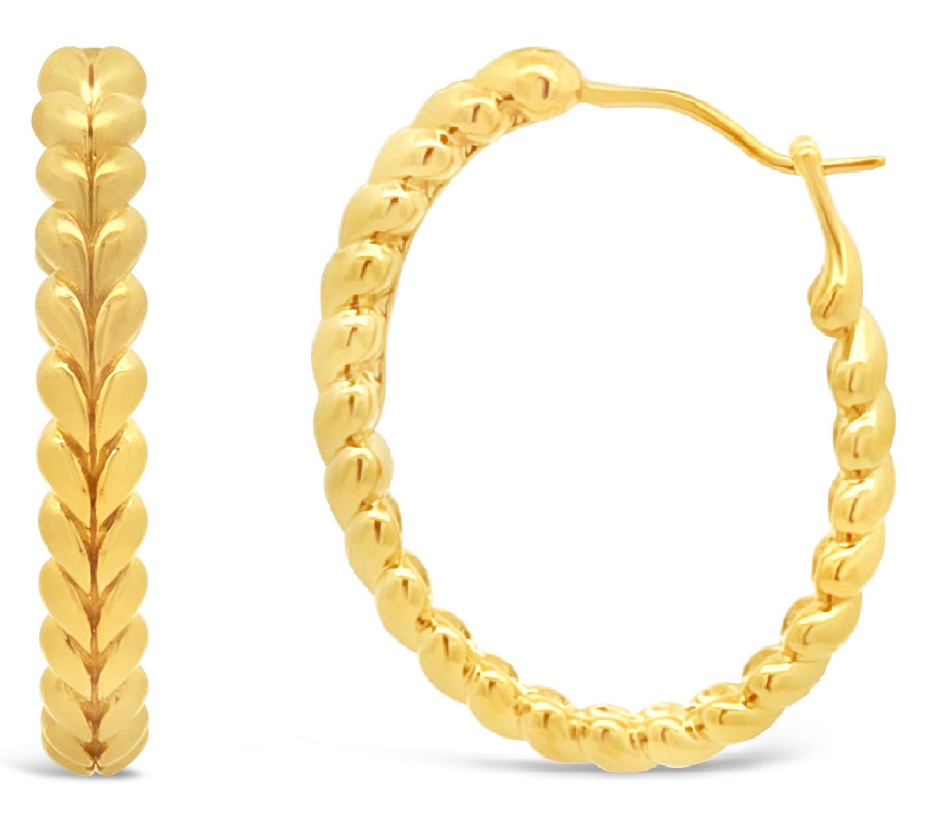 Tiffany Kay 14K Clad Oval Herringbone Hoop Earrings