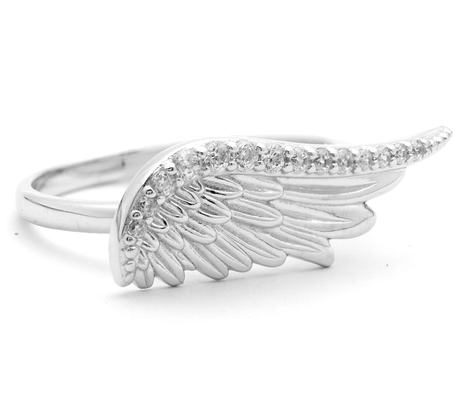 Diamonique Angel Wing Design Ring, Sterling Silver