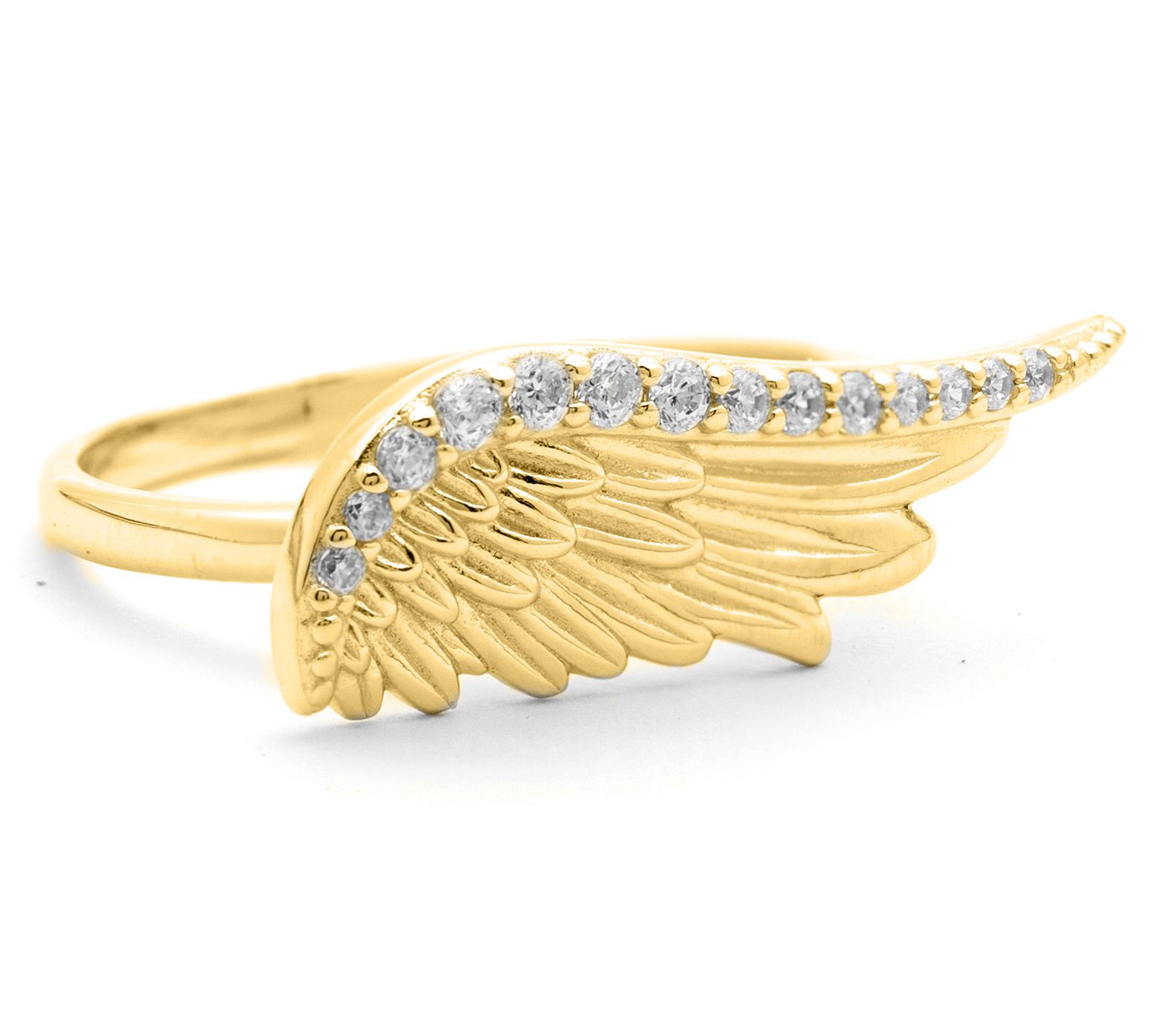 Diamonique Angel Wing Design Ring, Sterling Silver