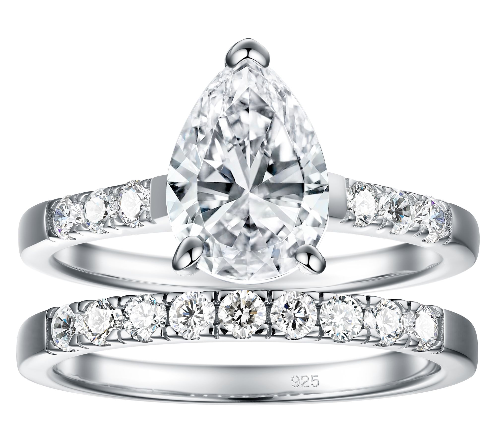 Diamonique 5.65 cttw Solitaire & Eternity RingSet, Sterling