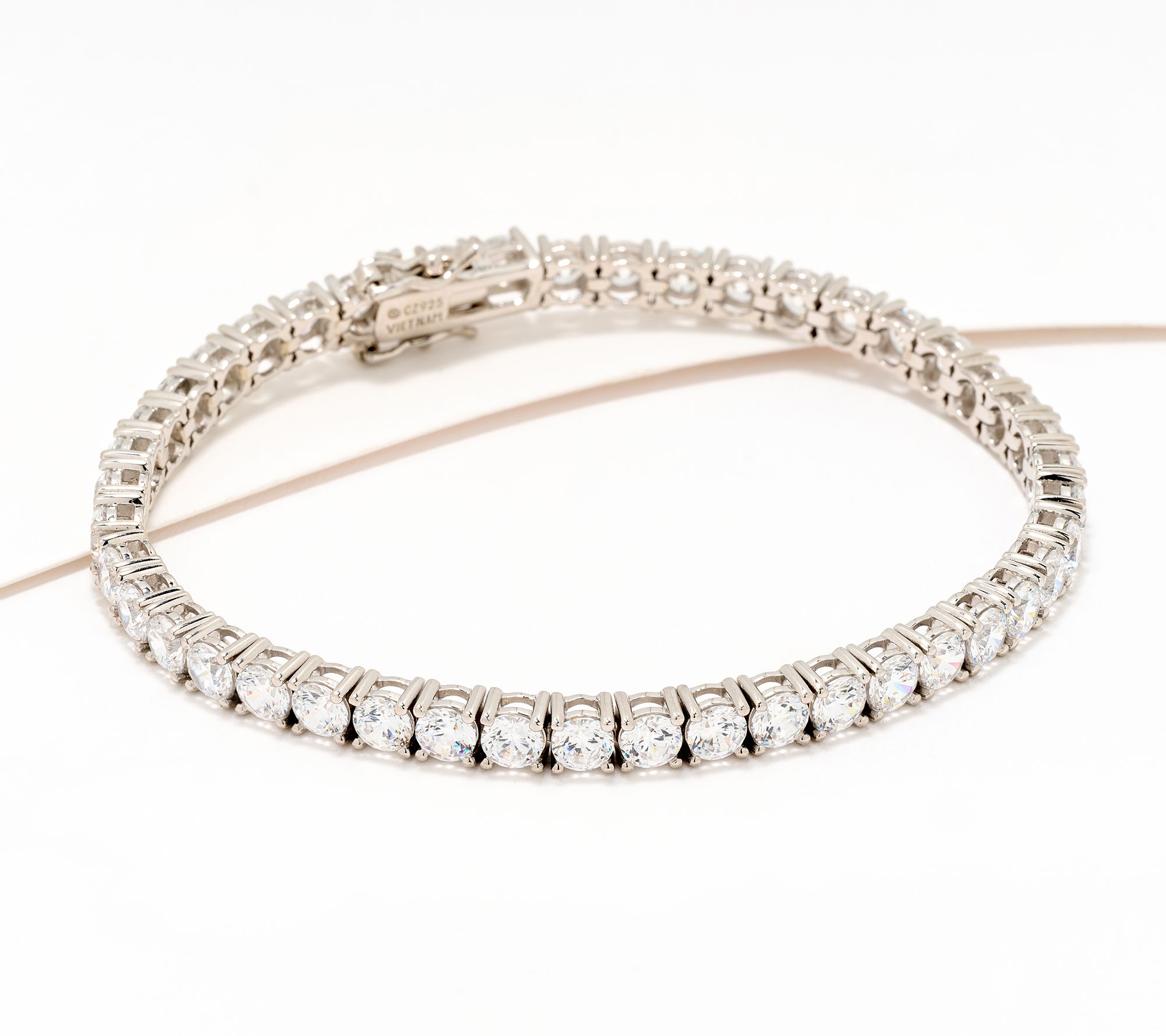Diamonique Classics Round Cut Tennis Bracelet, Sterling Silver