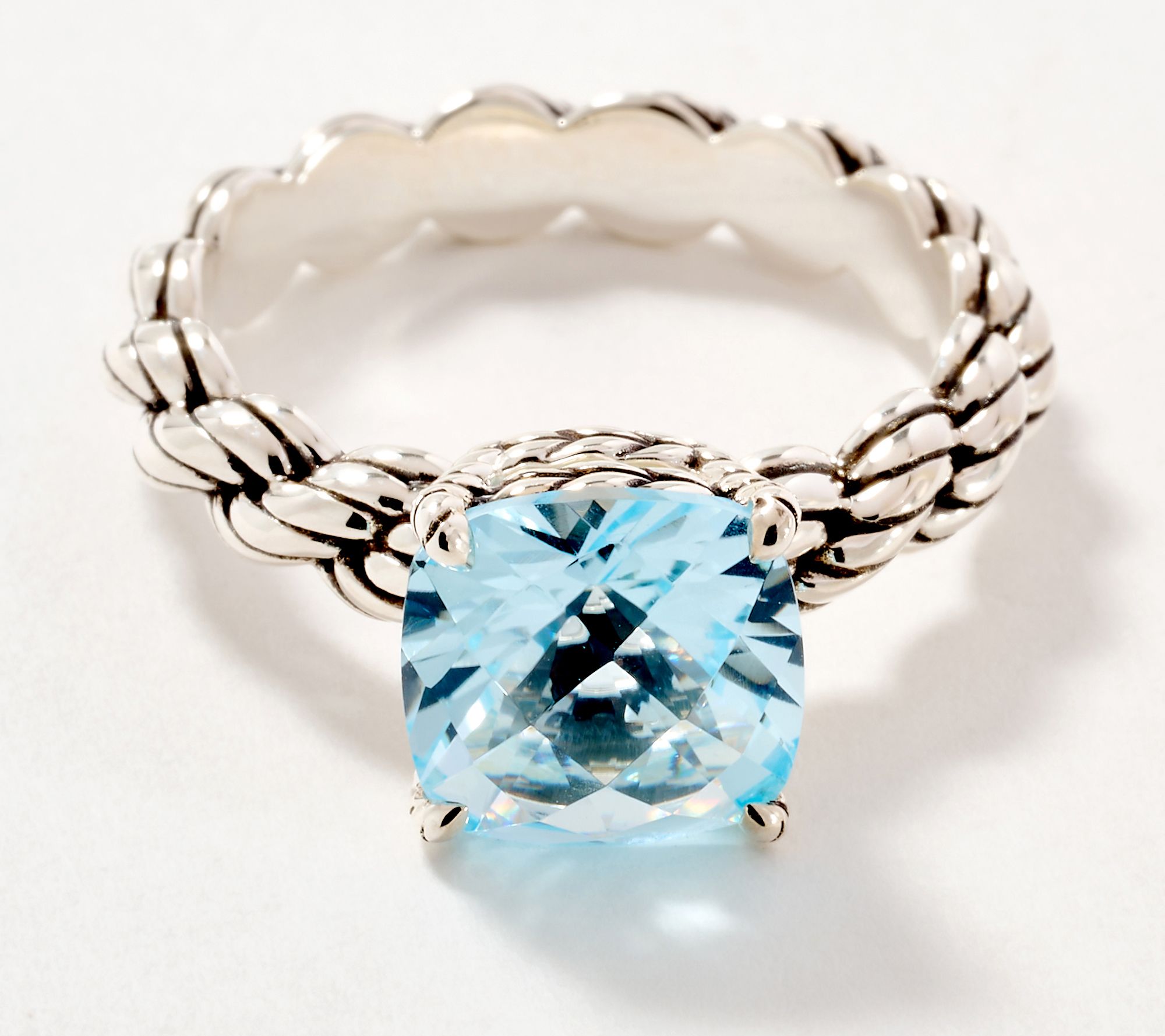 JAI Ireland Sterling Silver Cara Rope Gemstone Ring