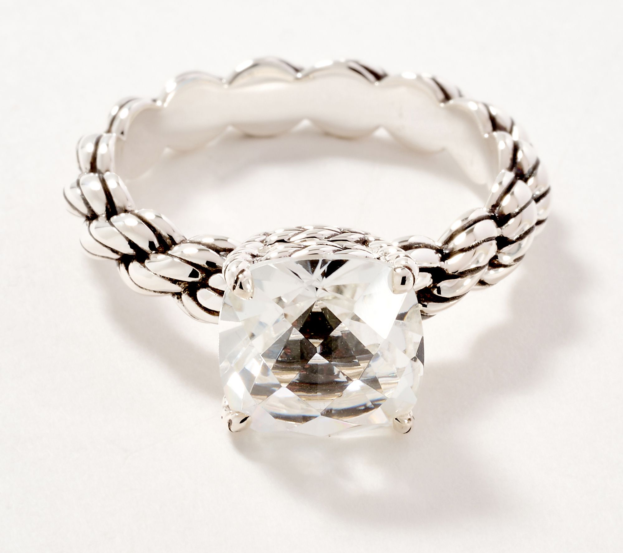 JAI Ireland Sterling Silver Cara Rope Gemstone Ring