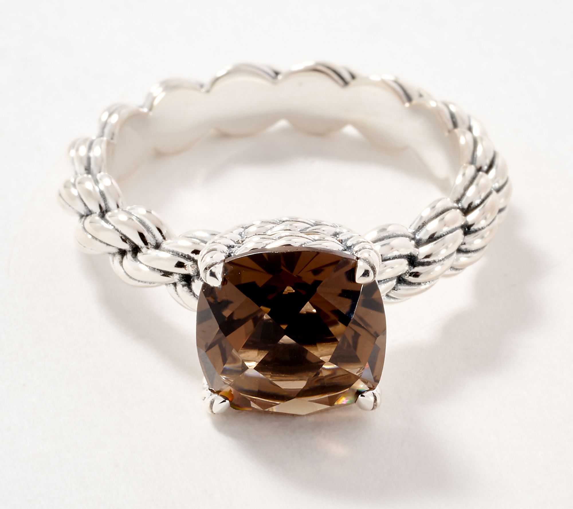 JAI Ireland Sterling Silver Cara Rope Gemstone Ring