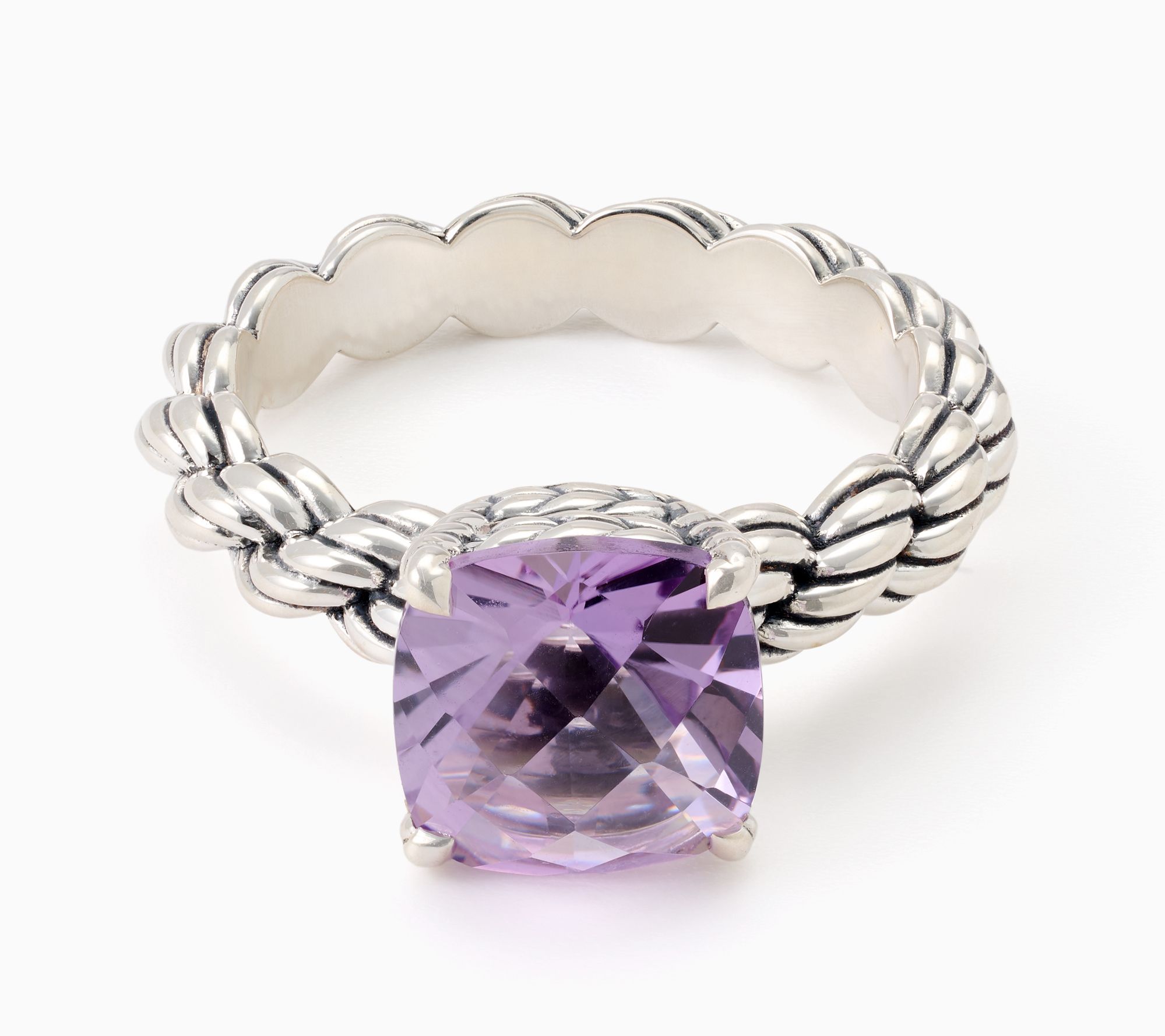 JAI Ireland Sterling Silver Cara Rope Gemstone Ring