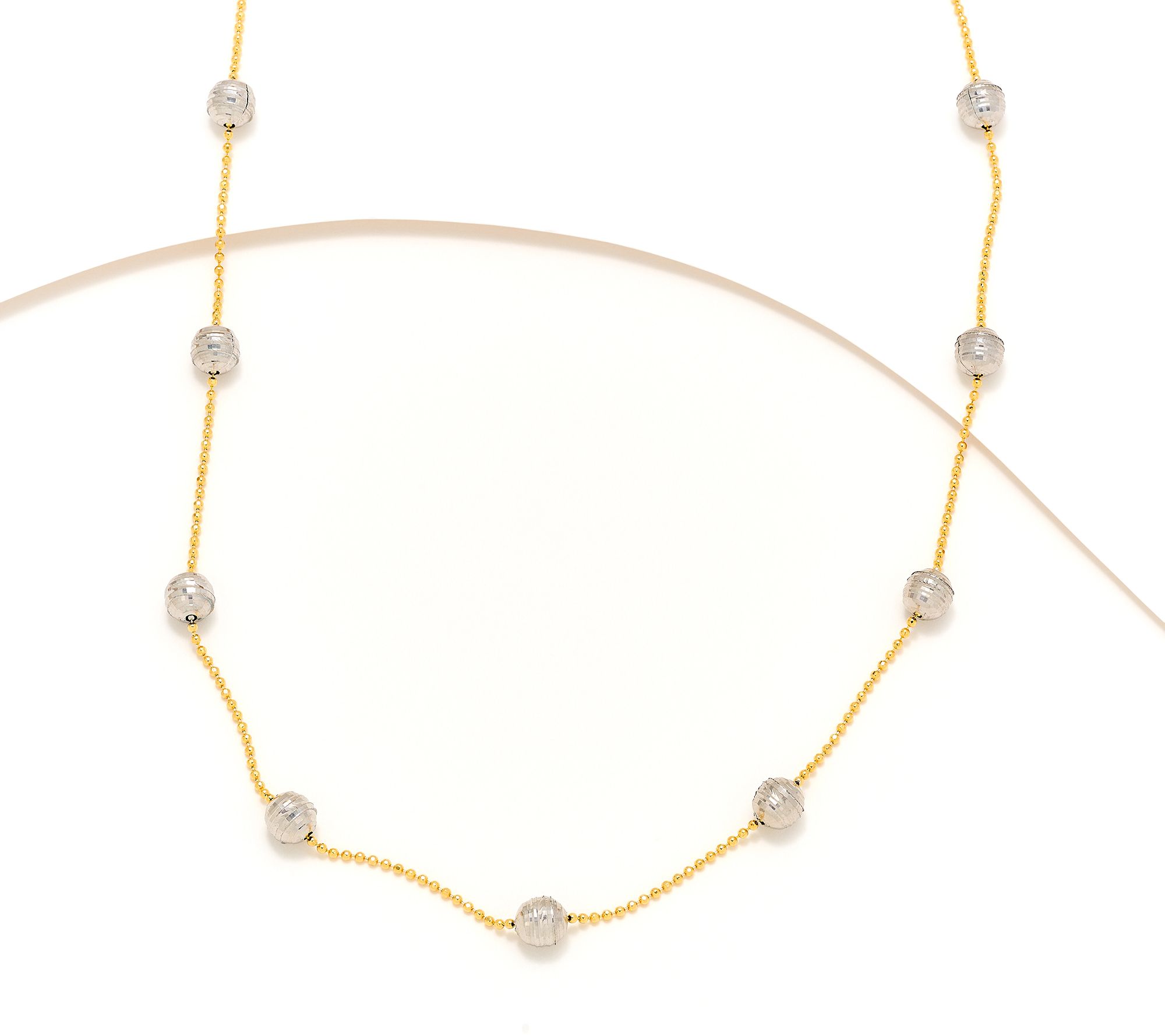 David Markstein 18" Sterling D/C Bead Stations w/ D/C Chain Necklace