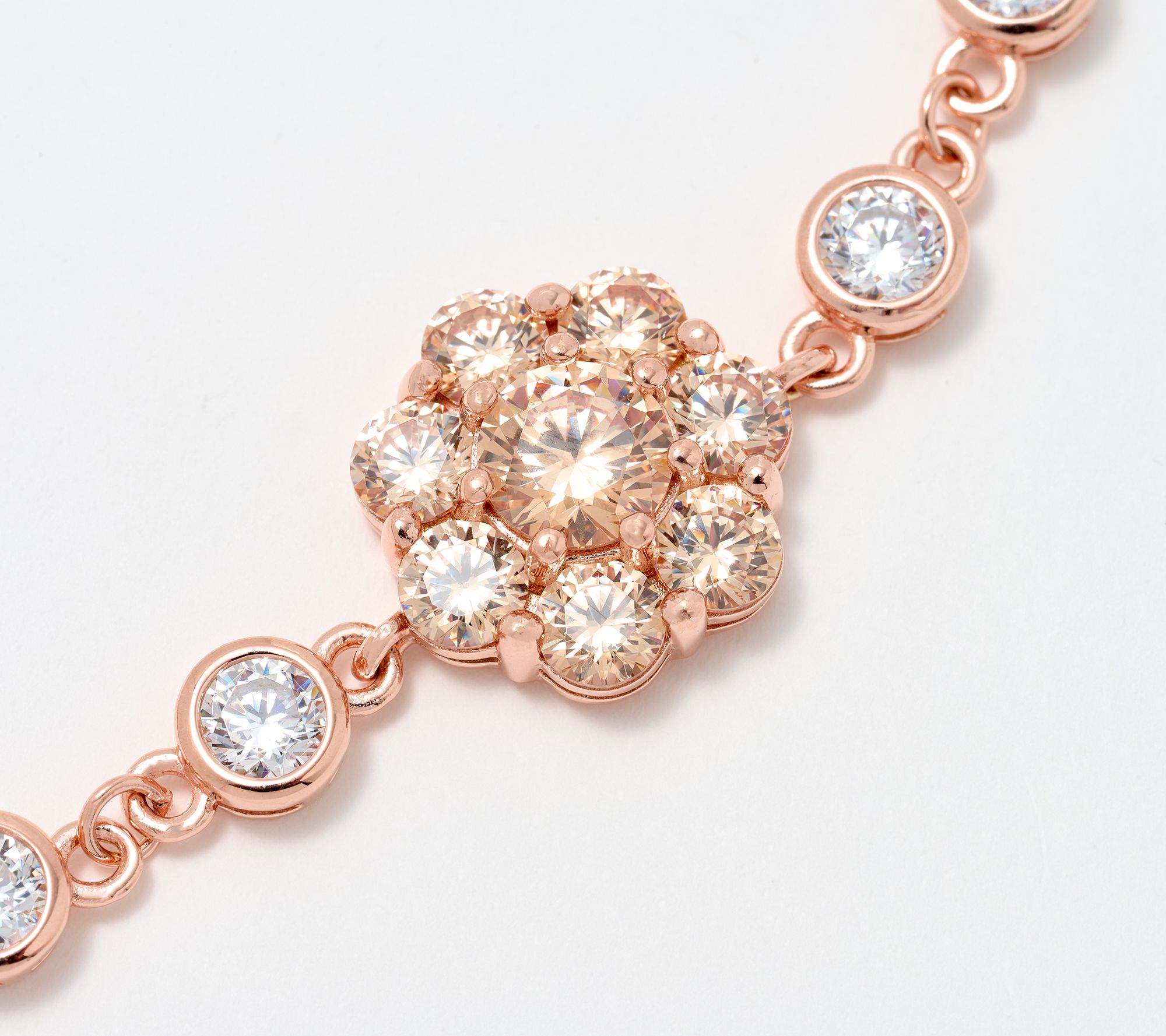 Diamonique x Lulu Frost Champagne Flower Necklace Sterling Silver