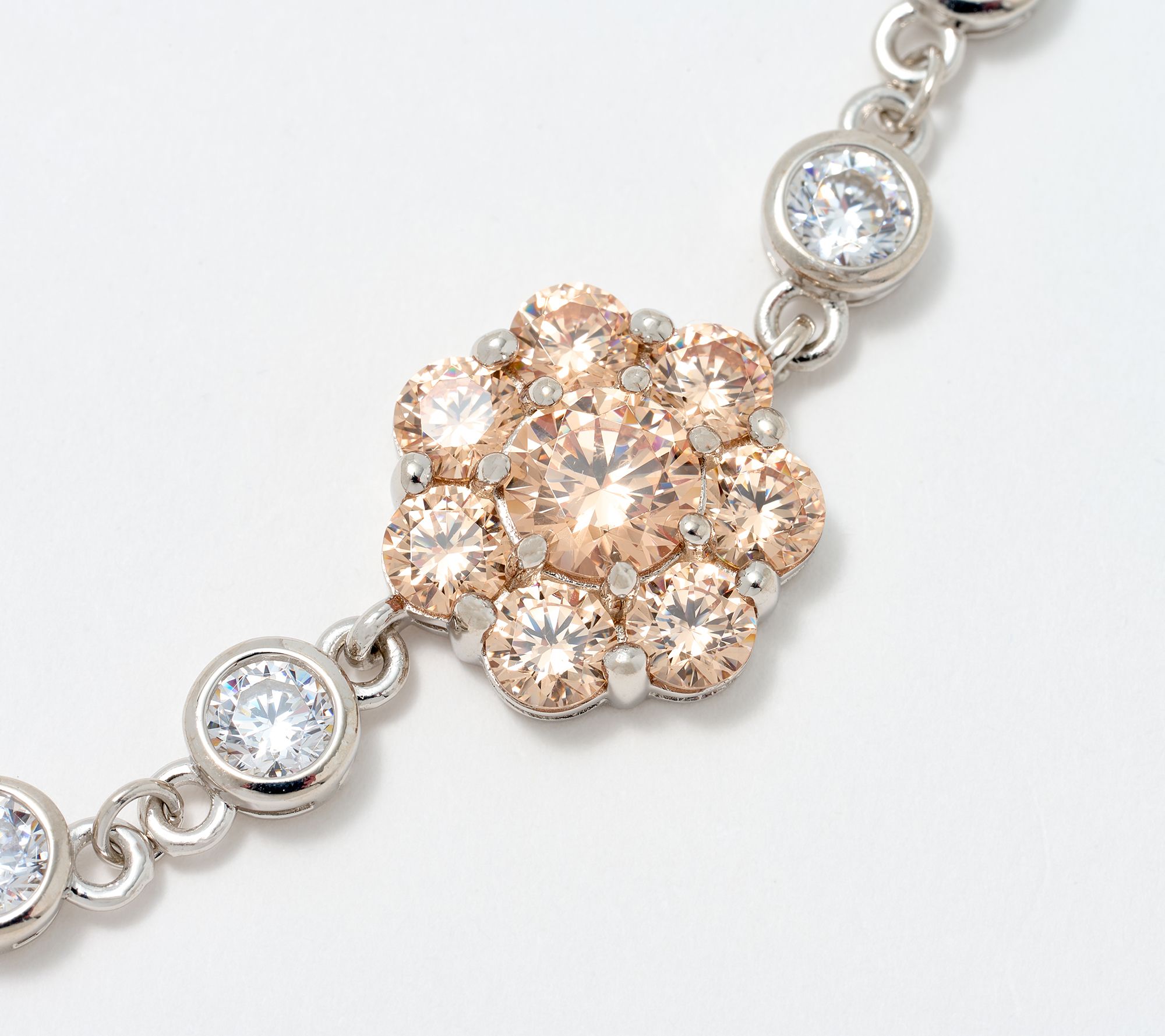 Diamonique x Lulu Frost Champagne Flower Necklace Sterling Silver