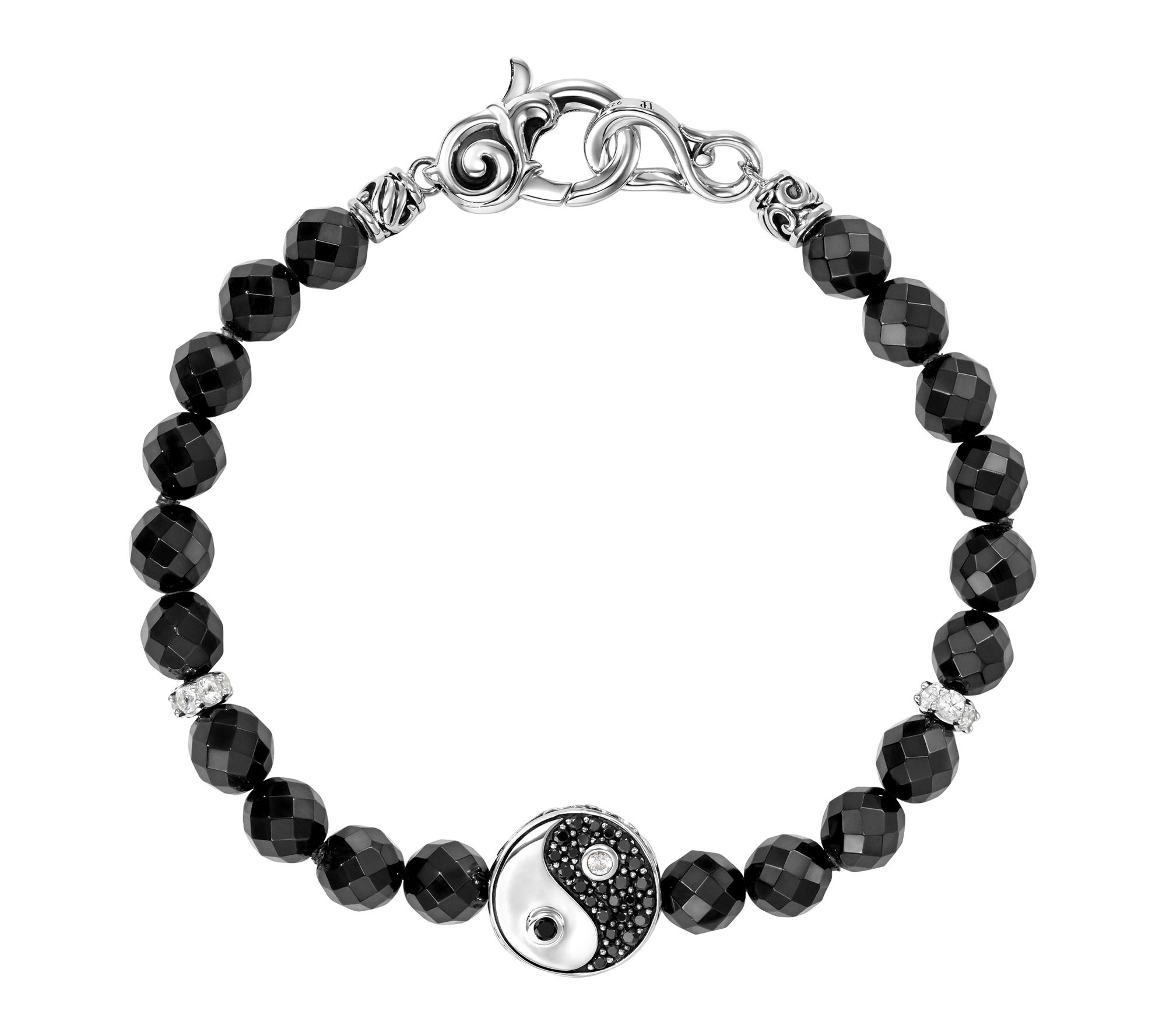 Third Person Sterling Gemstone Bead & YinYang Bracelet