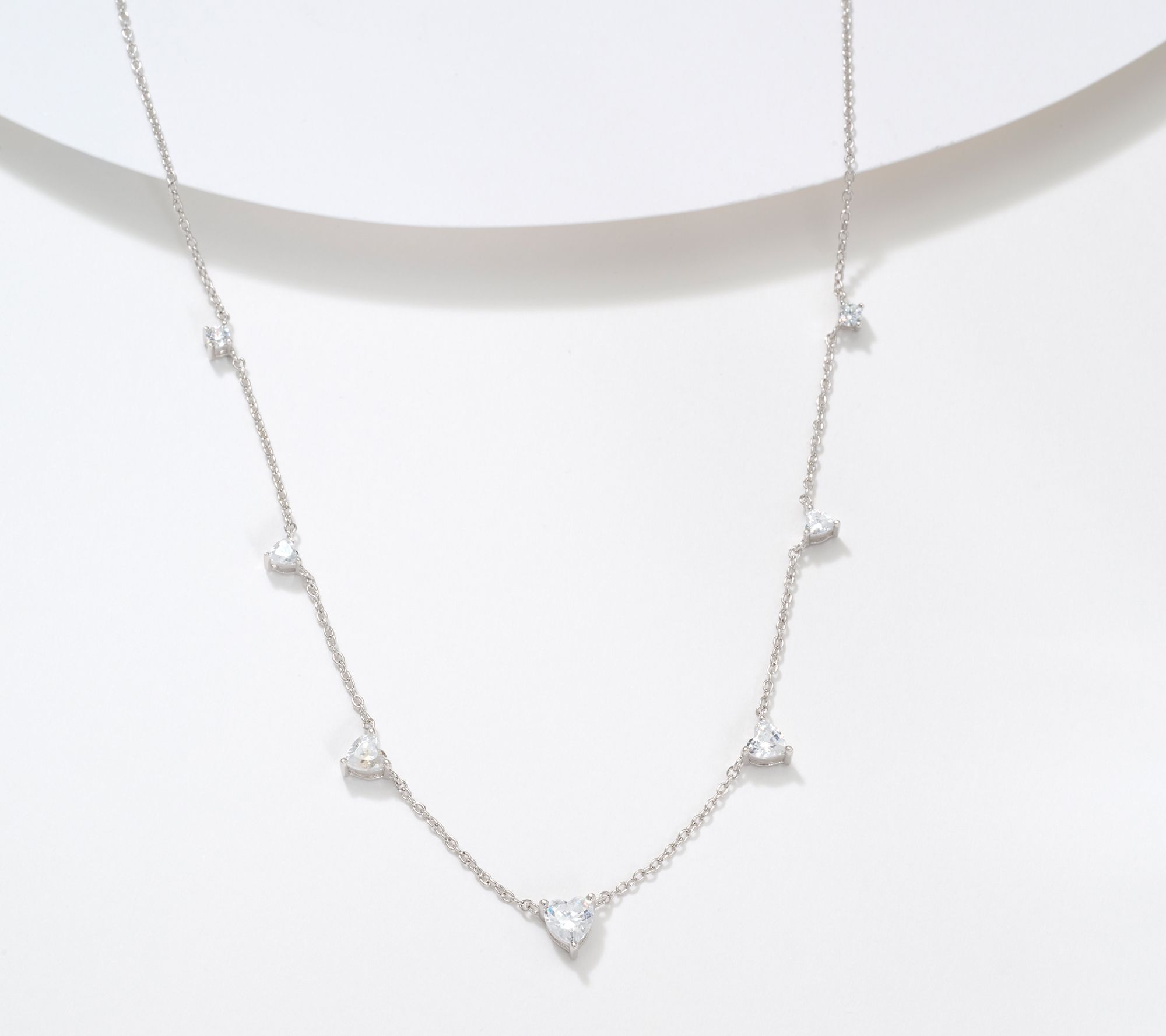 "As Is" Diamonique Round & Heart Station Necklace, Sterl