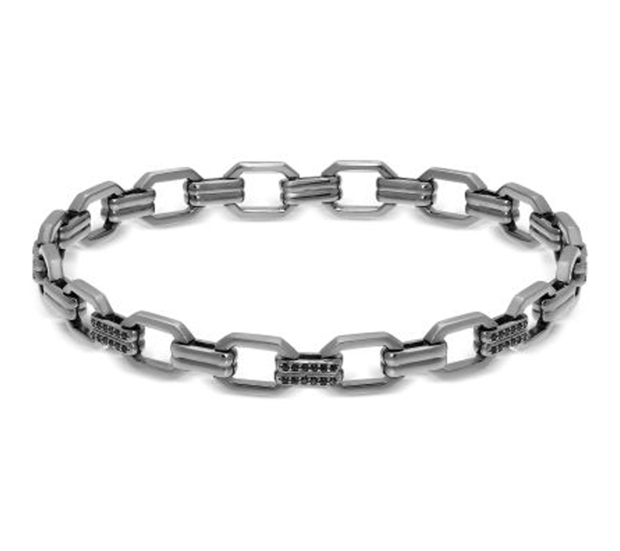 LYNX Men's Sterling Silver Black Spinel Bracelet