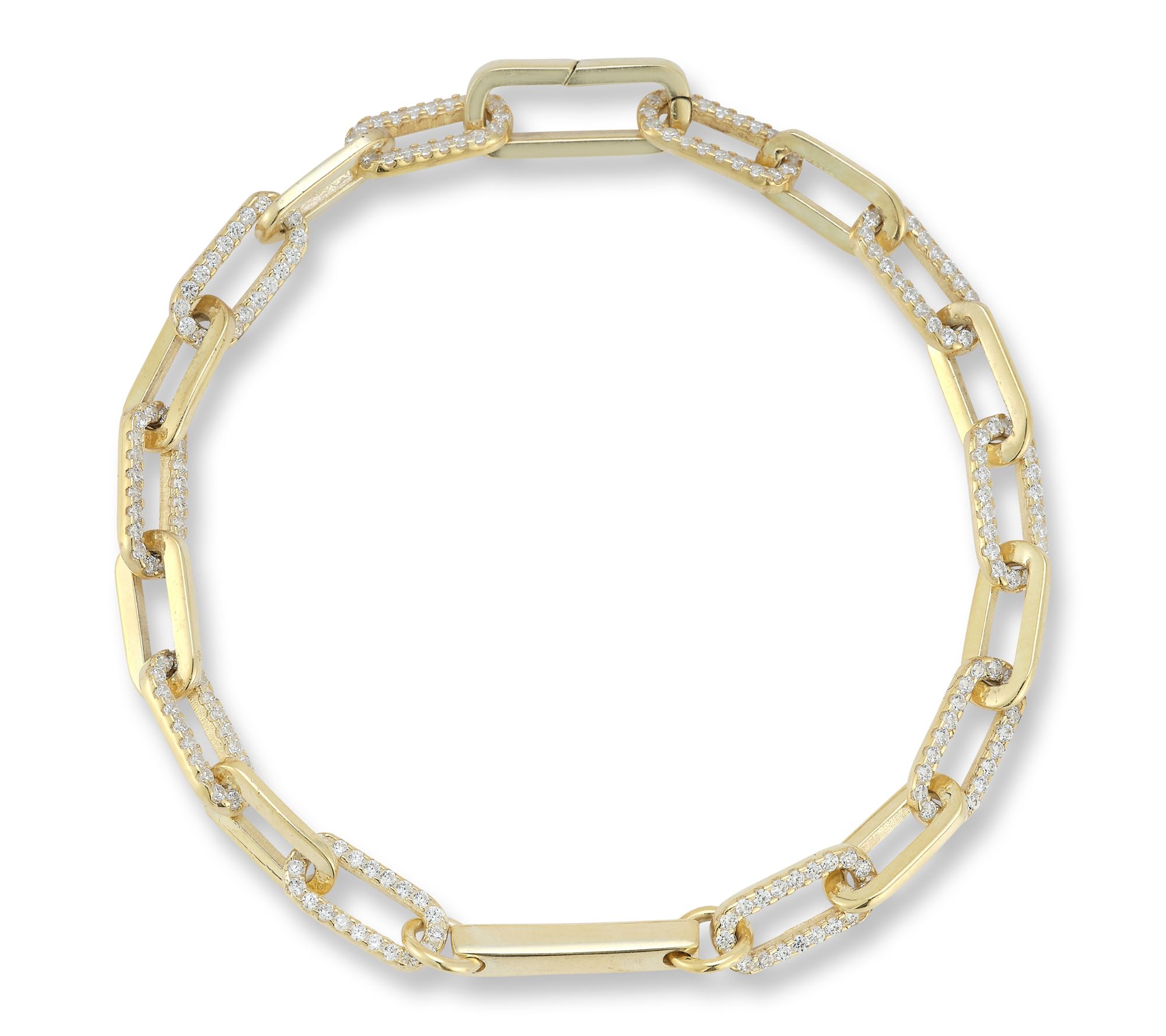 Sterlina Silver Pave Oval Link Hinge Bracelet,Sterling