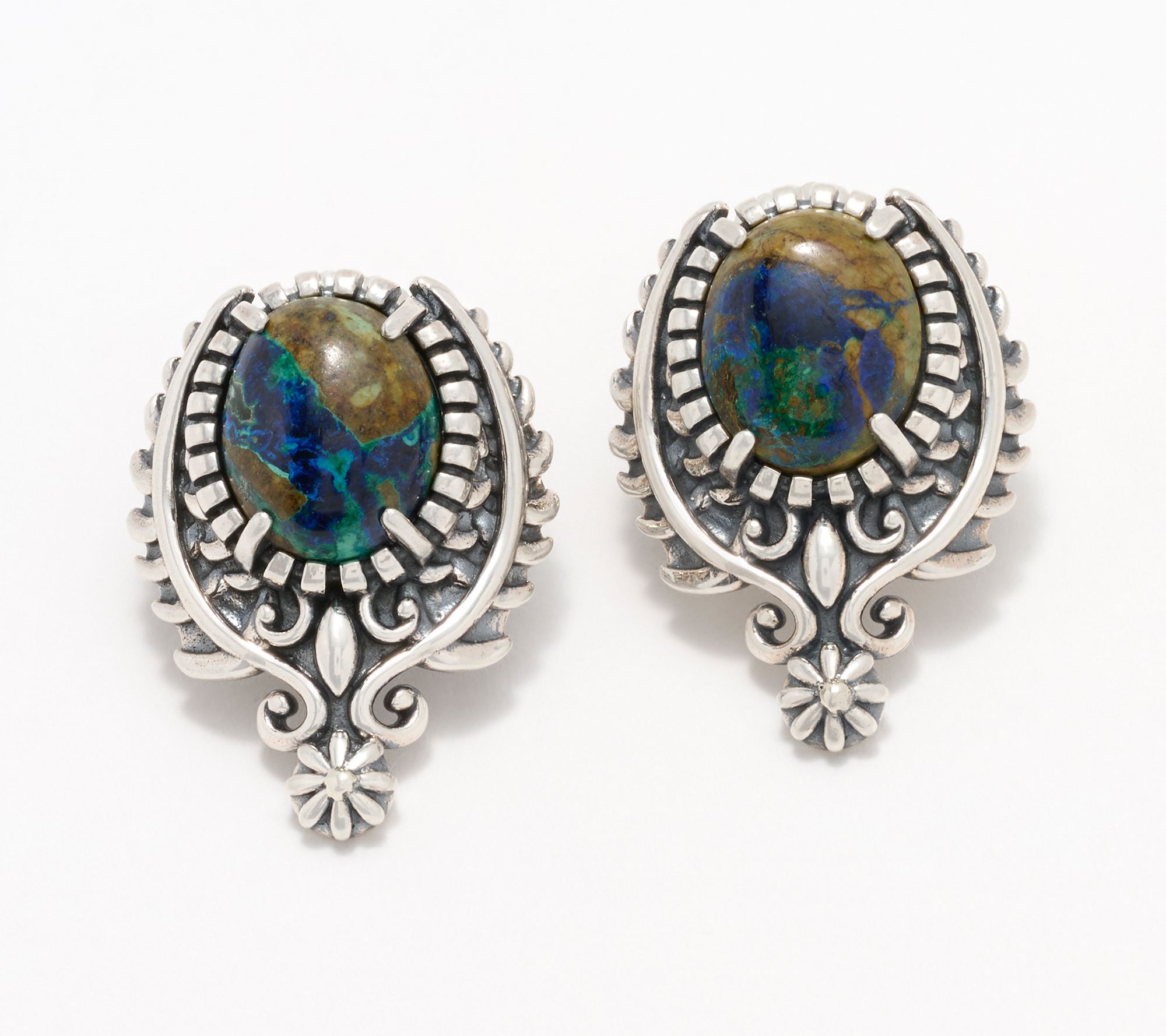 American West Sterling Leaf & Vine Oval Post Earrings