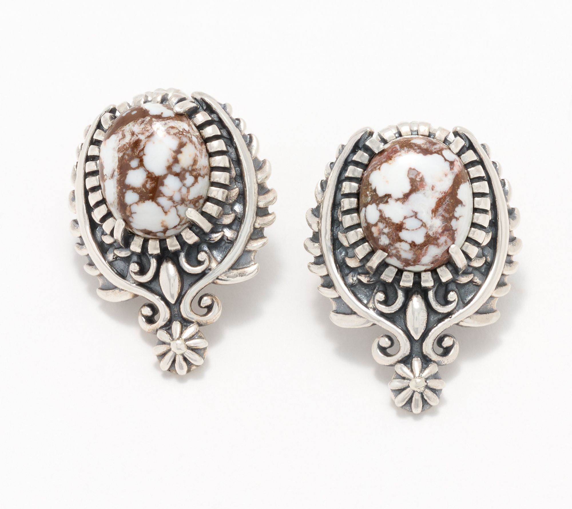 American West Sterling Leaf & Vine Oval Post Earrings
