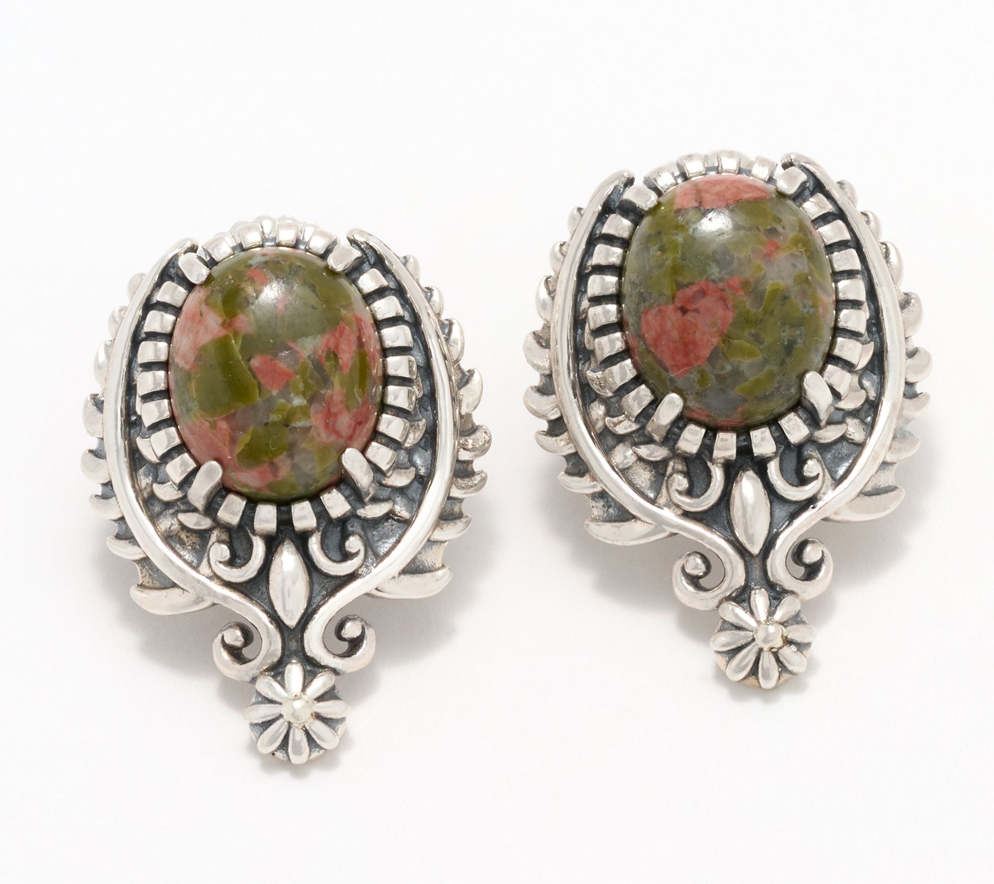 American West Sterling Leaf & Vine Oval Post Earrings