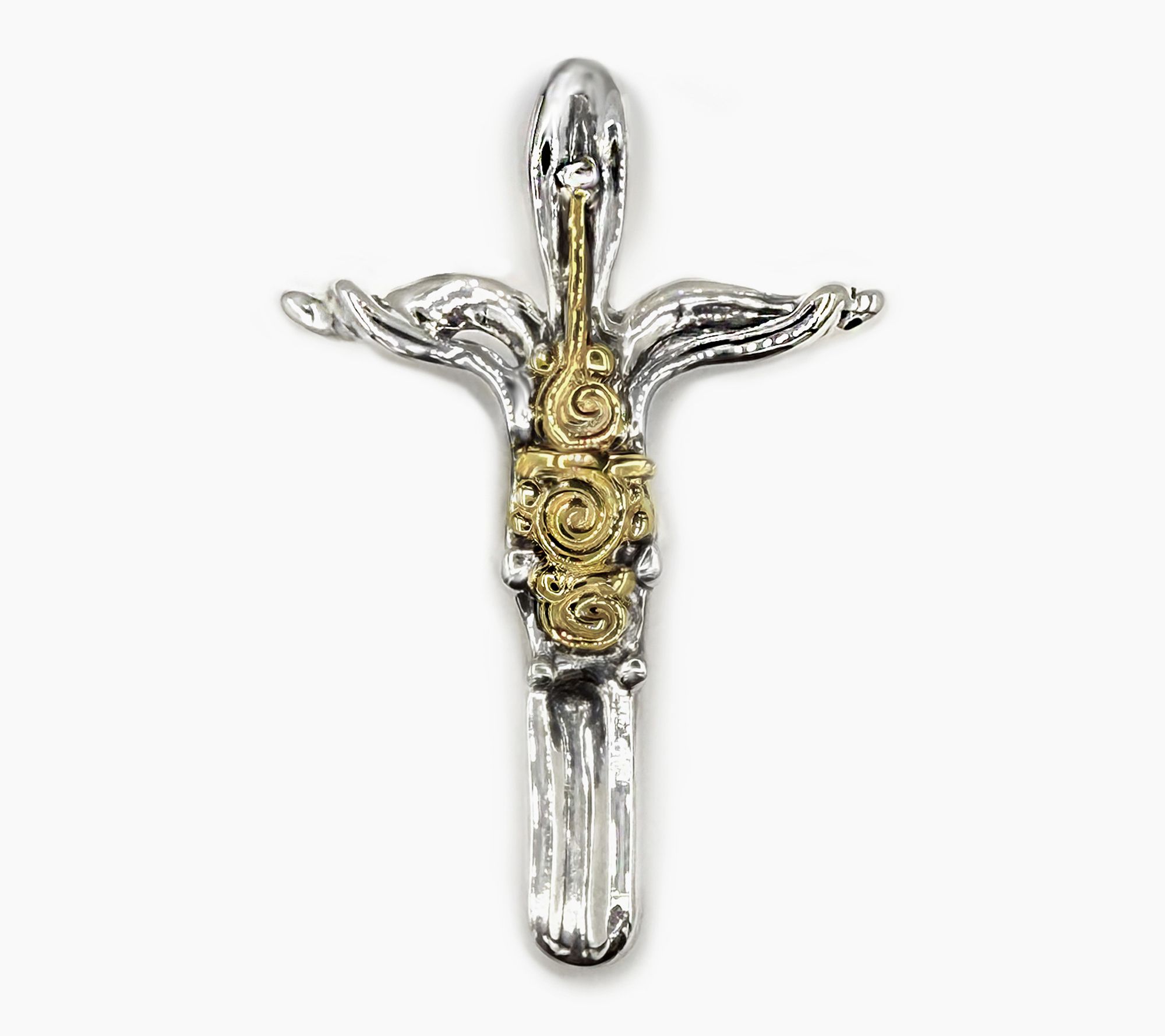 Hagit Sterling Silver & 14K Gold Spiral Cross Pendant