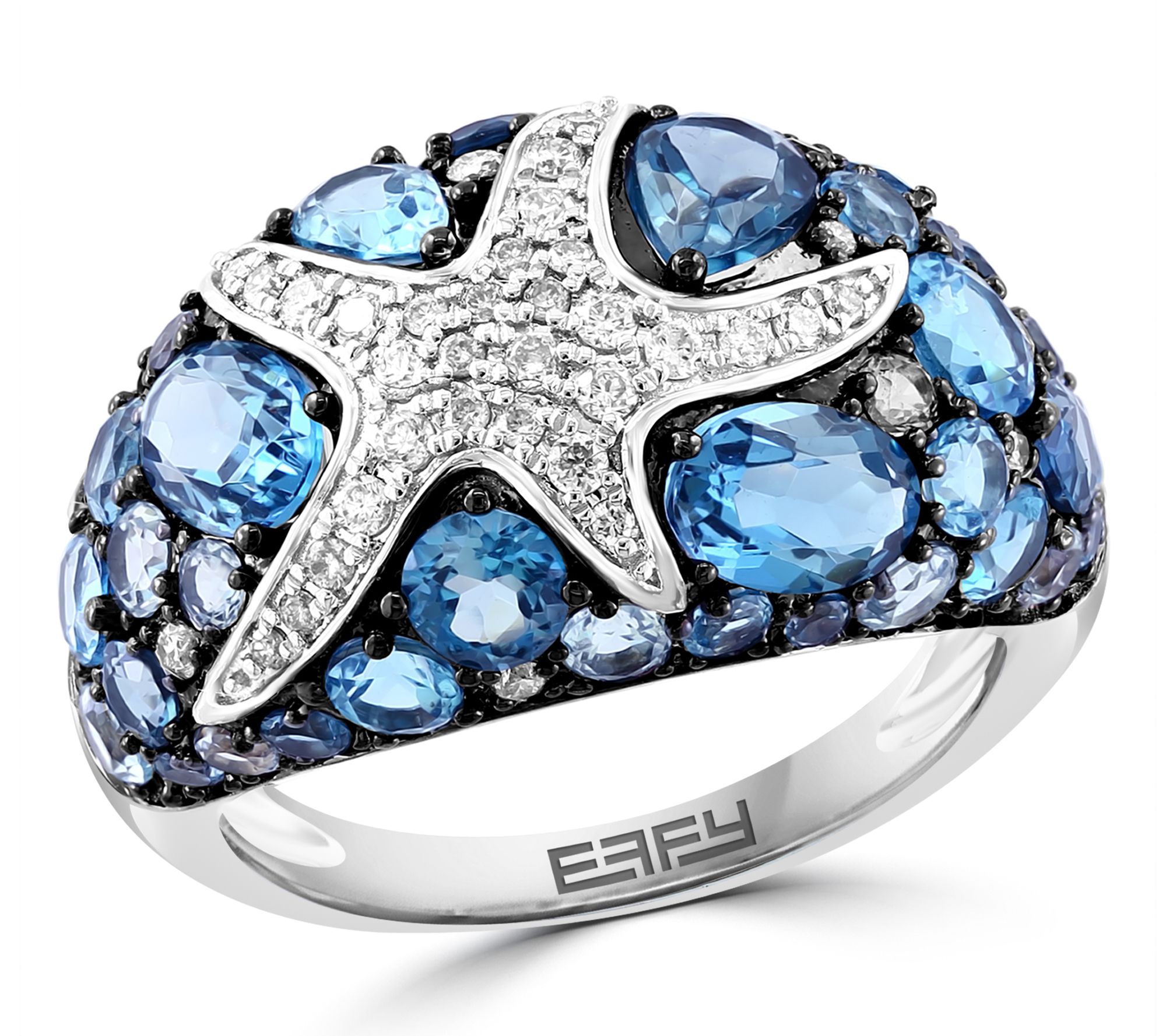 Effy Blue Topaz & White Sapphire Starfish Ring,Sterling