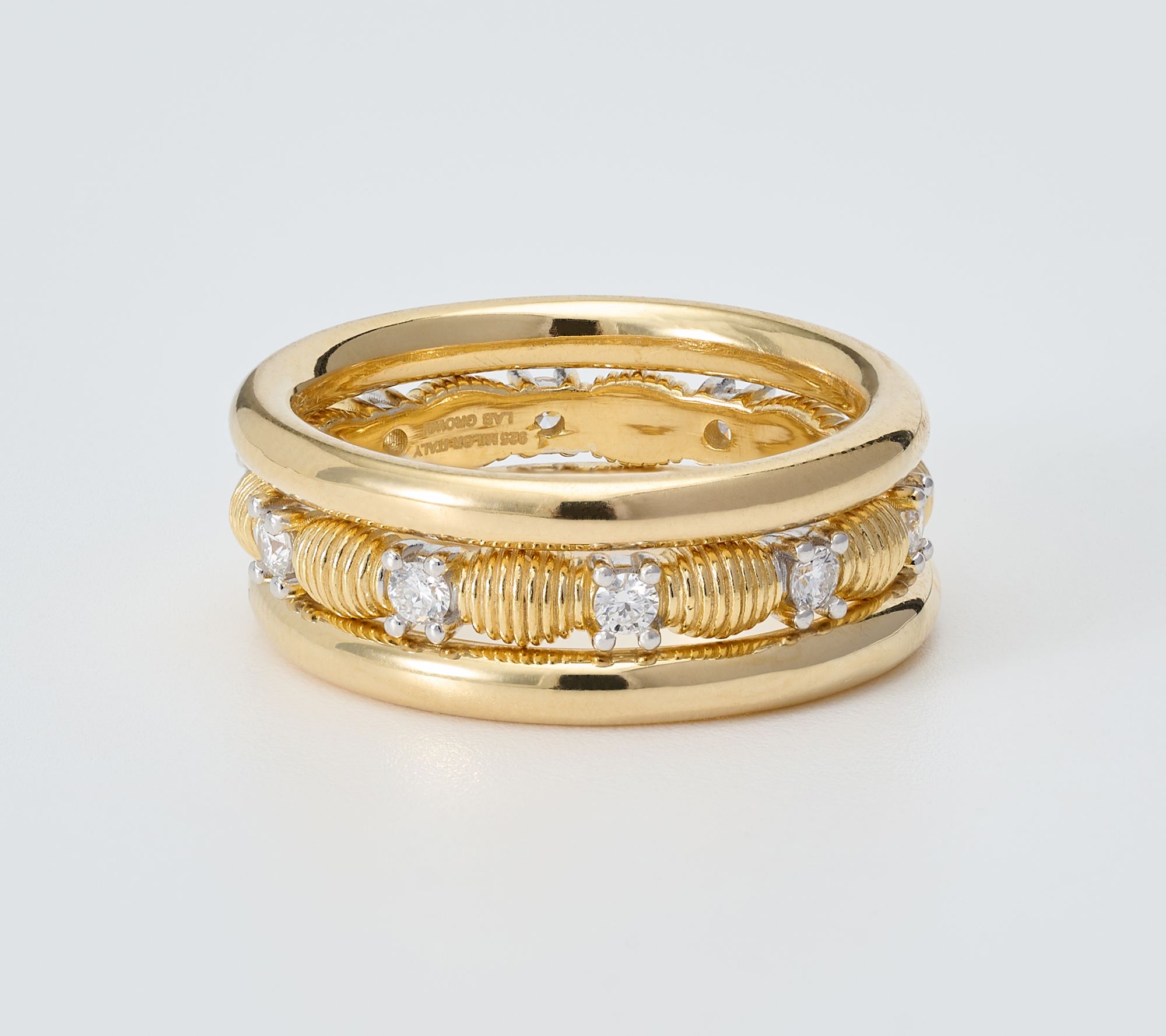 David Markstein 0.27 cttw Lab Grown Diamond Set of 3 Band Rings, Sterling