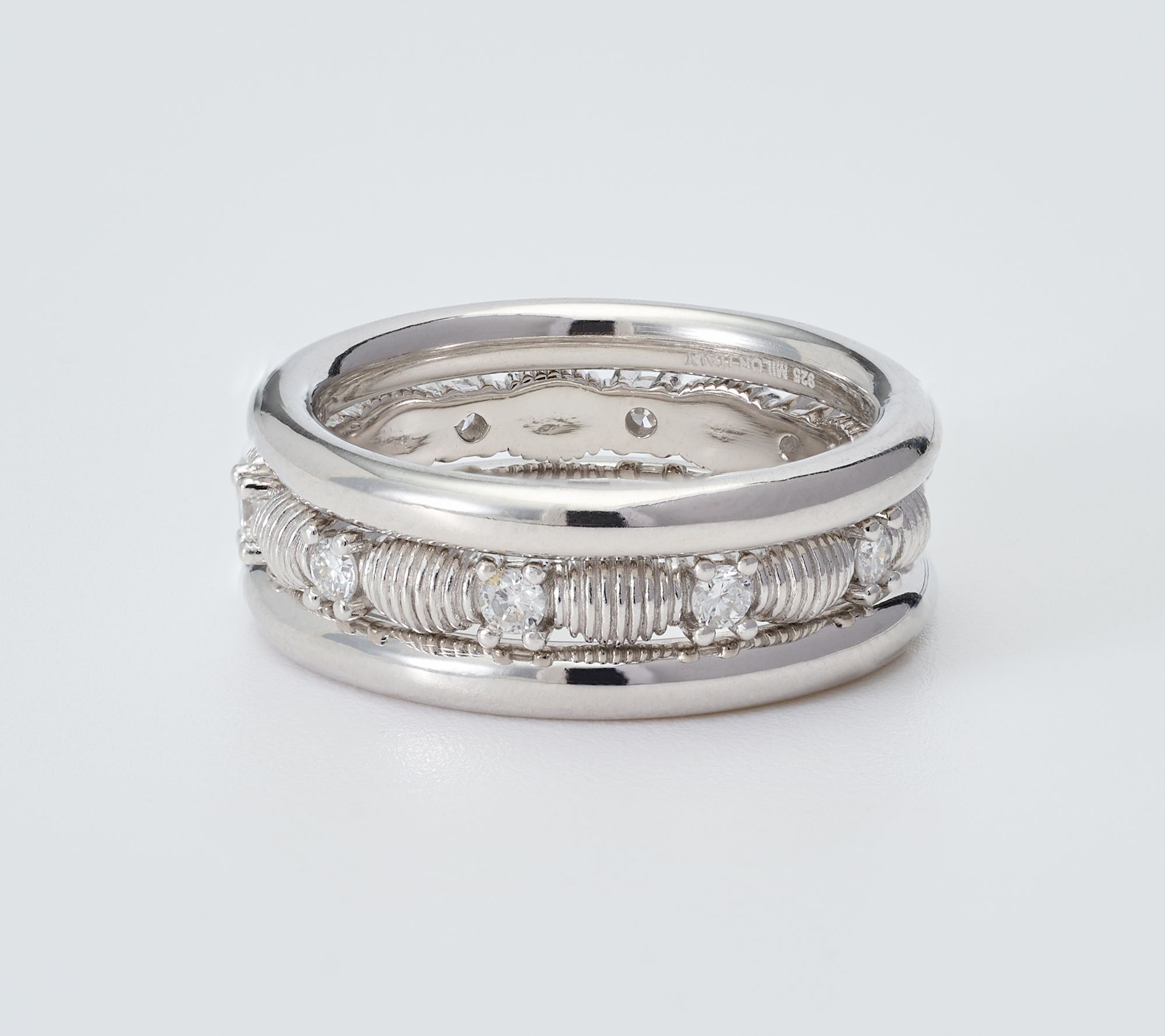 David Markstein 0.27 cttw Lab Grown Diamond Set of 3 Band Rings, Sterling