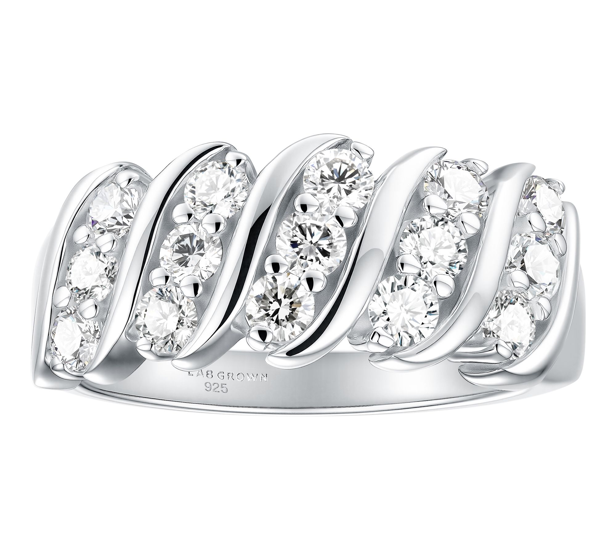 Fire Light 0.95 cttw Lab Grown Diamond 5-Row Ring, Sterling